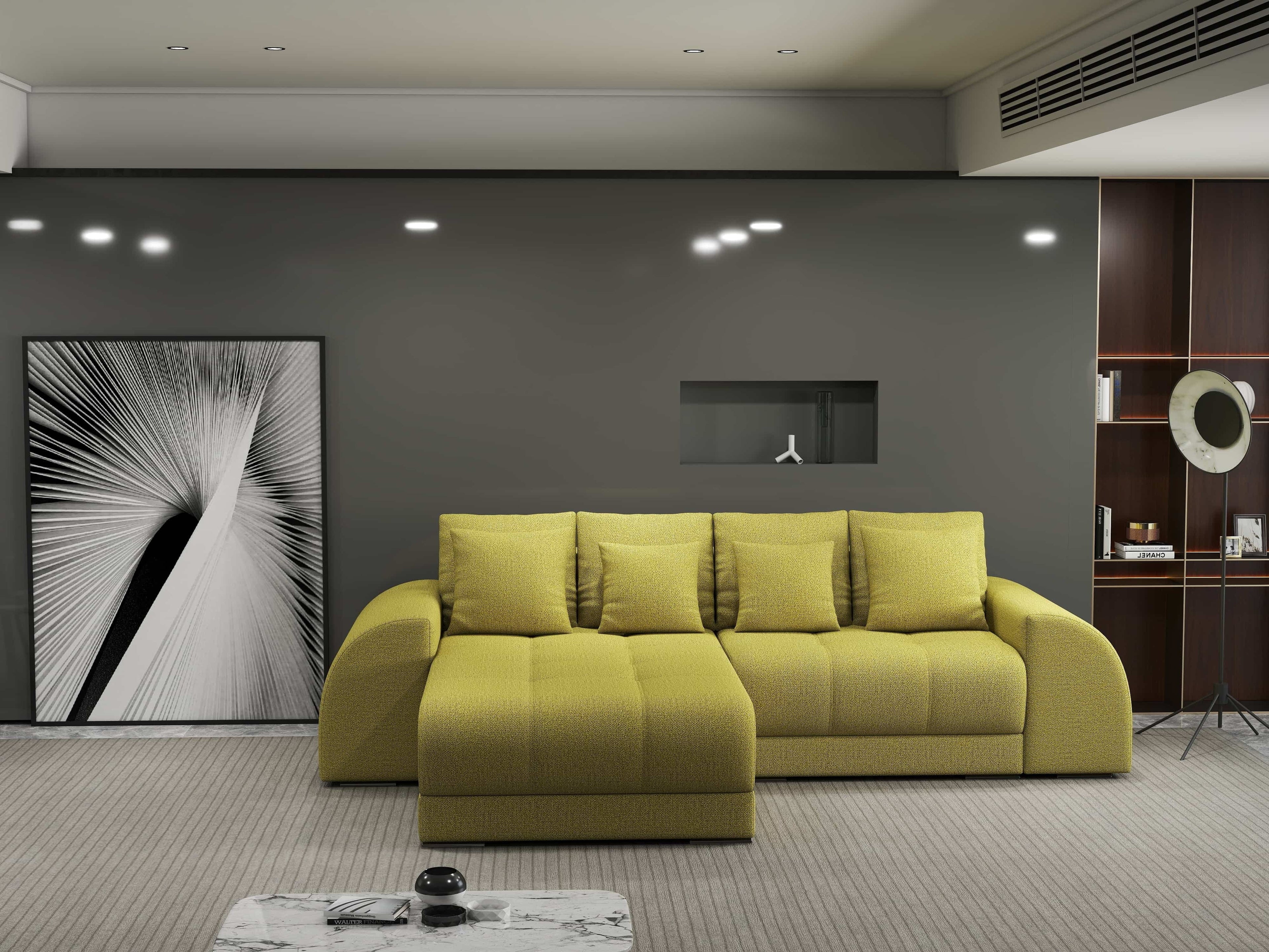 Colțar extensibil dumonde cu ladă de depozitare si sezut confortabil din spuma high-density, Verona Enjoy Verde 290x185 cm