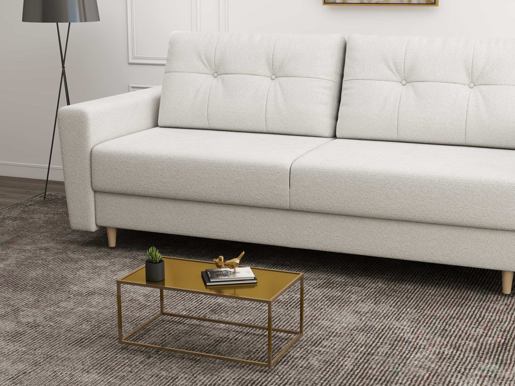 Canapea extensibilă dumonde cu ladă de depozitare si sezut confortabil din spuma high-density, Summer Euphoria Ivory 225x100 cm