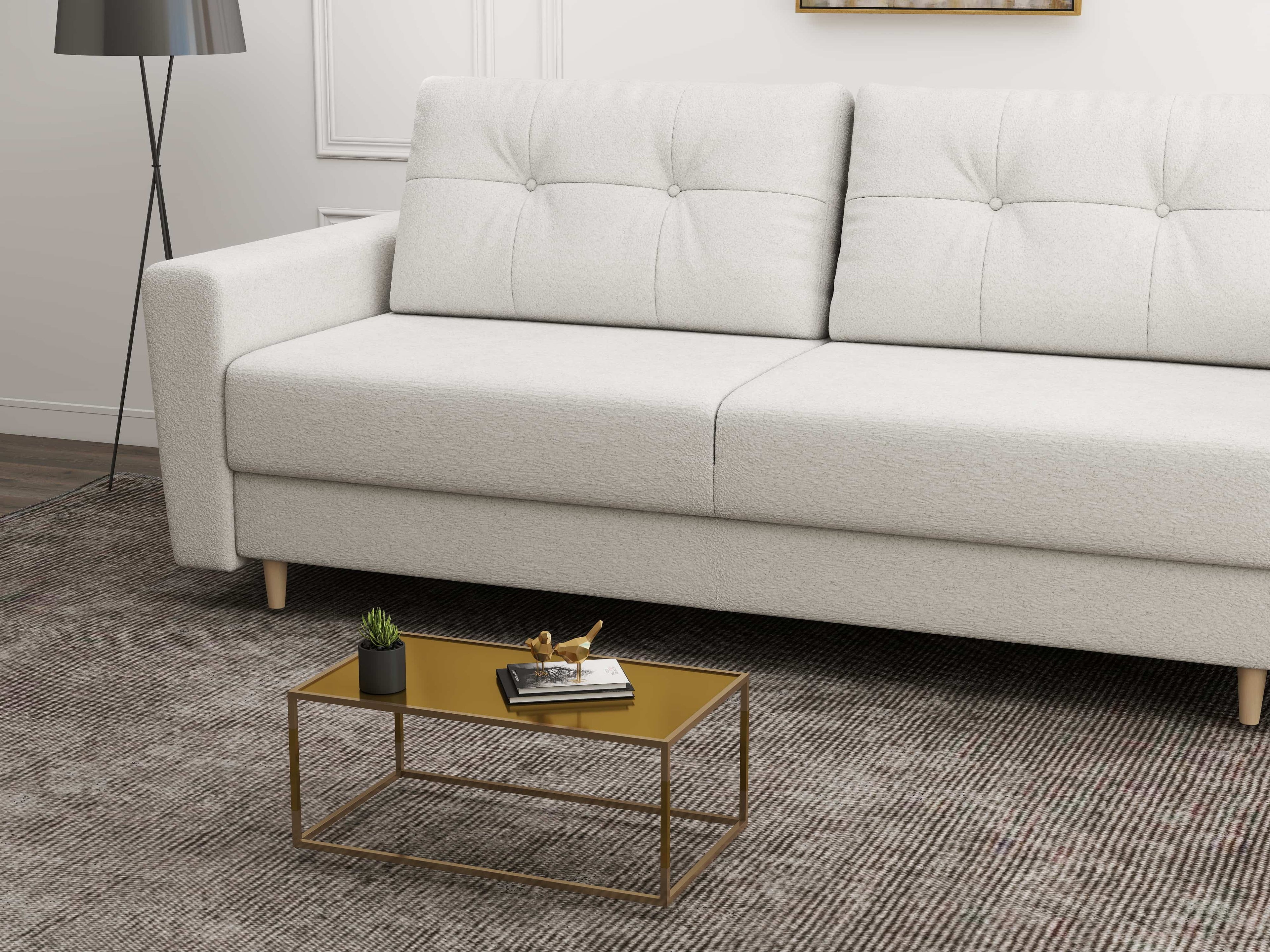 Canapea extensibilă dumonde cu ladă de depozitare si sezut confortabil din spuma high-density, Summer Euphoria Ivory 225x100 cm