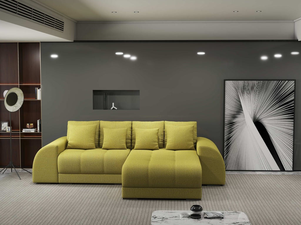 Colțar extensibil dumonde cu ladă de depozitare si sezut confortabil din spuma high-density, Verona Enjoy Verde II 290x185 cm