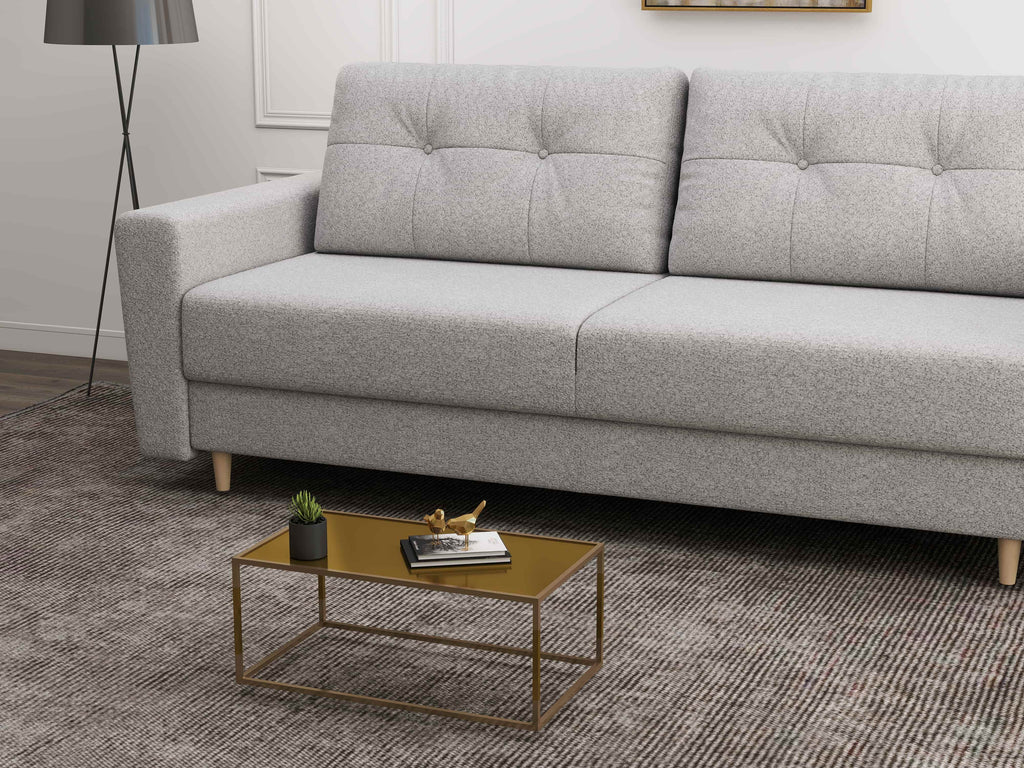 Canapea extensibilă dumonde cu ladă de depozitare si sezut confortabil din spuma high-density, Summer Euphoria Dove 225x100 cm