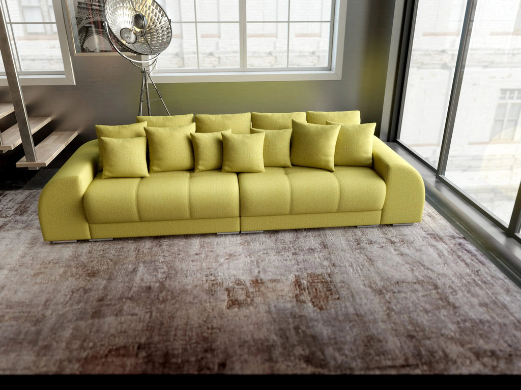 Canapea extensibilă dumonde cu 2 lăzi de depozitare si sezut confortabil din spuma high-density, Verona Enjoy Green 310x100 cm