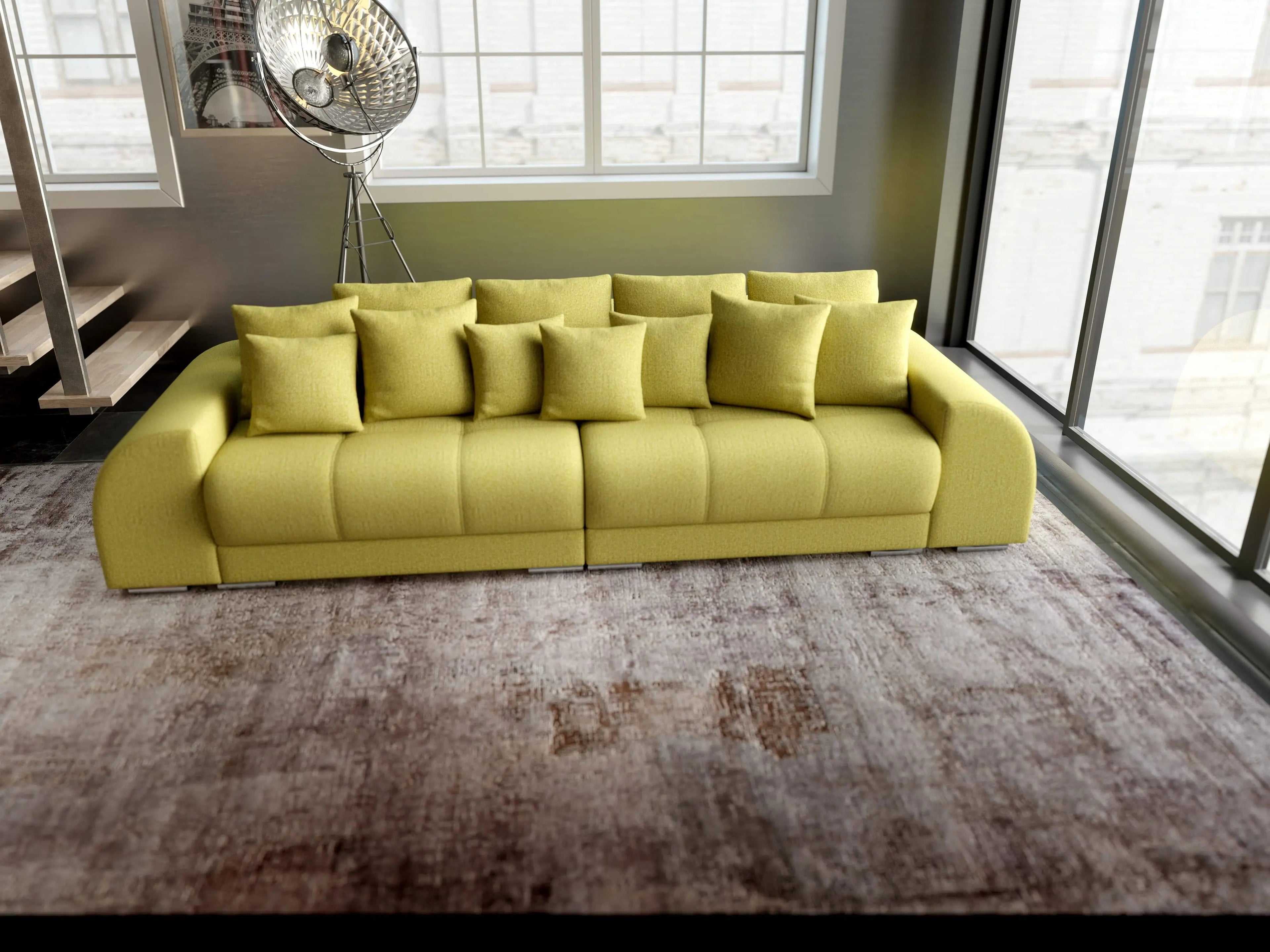 Canapea extensibilă dumonde cu 2 lăzi de depozitare si sezut confortabil din spuma high-density, Verona Enjoy Green 310x100 cm