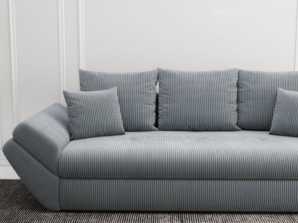 Canapea extensibilă dumonde cu ladă de depozitare si sezut confortabil din spuma high-density, Loana Zoom Grey 250x100 cm
