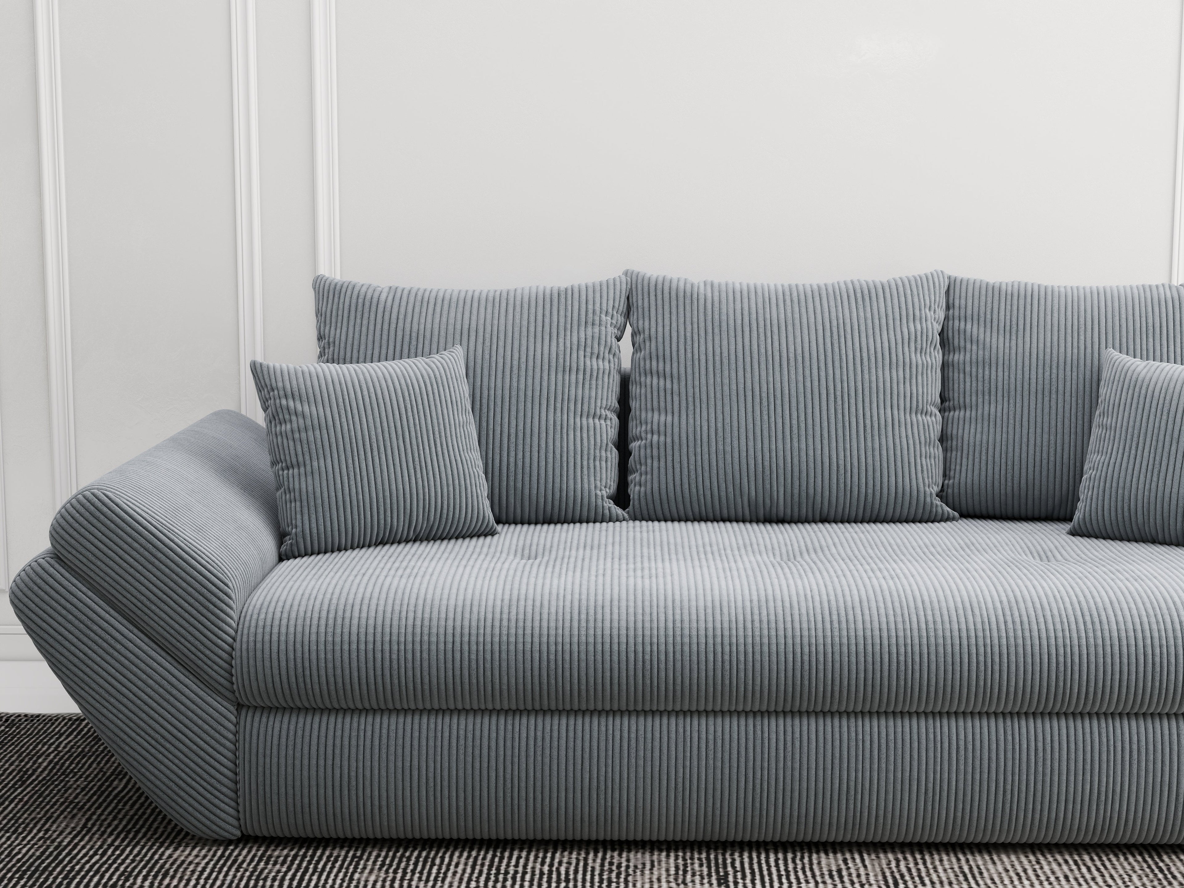Canapea extensibilă dumonde cu ladă de depozitare si sezut confortabil din spuma high-density, Loana Zoom Grey 250x100 cm