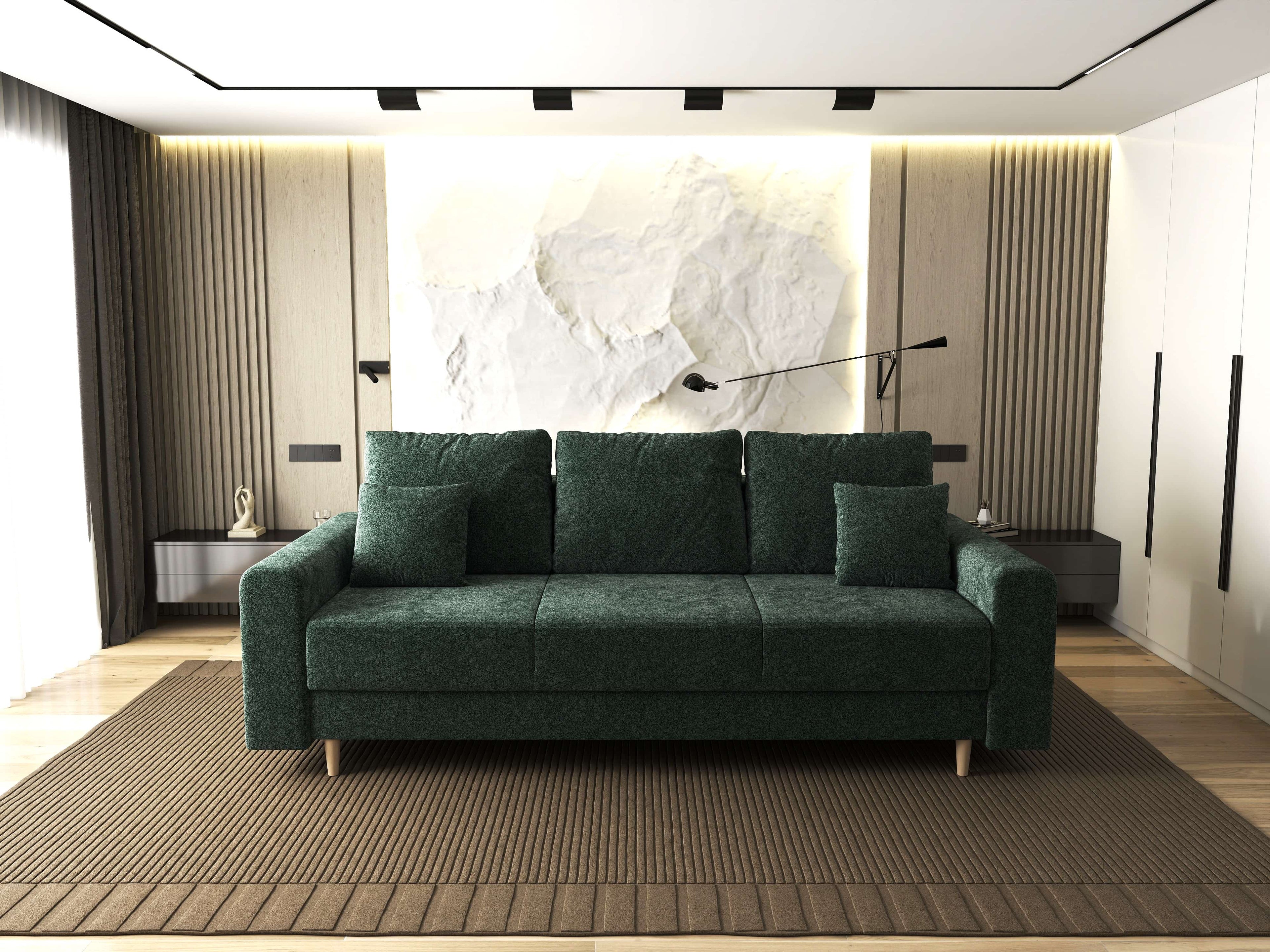 Canapea extensibilă dumonde cu ladă de depozitare si sezut confortabil din spuma high-density, Kronos Euphoria Verde 210x100 cm