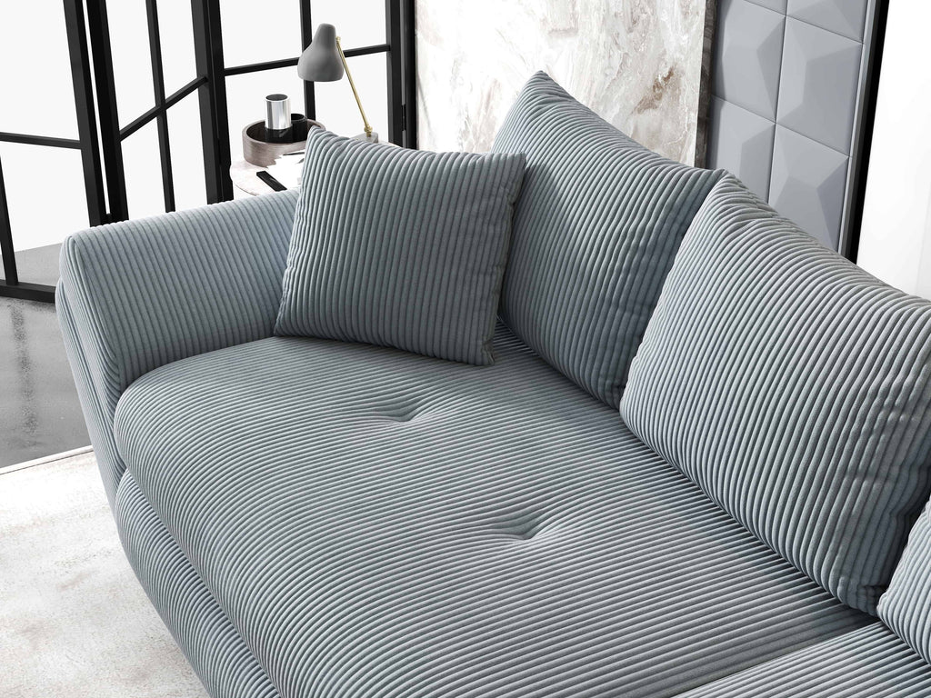 Canapea extensibilă dumonde cu ladă de depozitare si sezut confortabil din spuma high-density, Loana Zoom Gri 300x100 cm