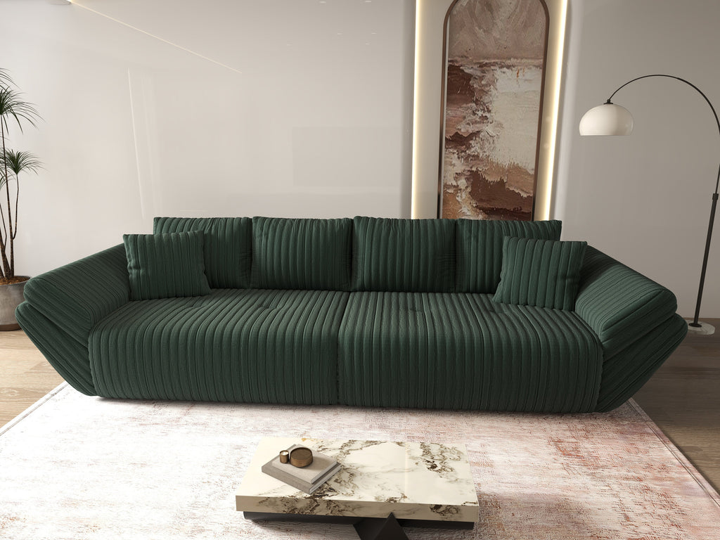 Canapea extensibilă dumonde cu ladă de depozitare si sezut confortabil din spuma high-density, Berlin Ambience Green 300x100 cm