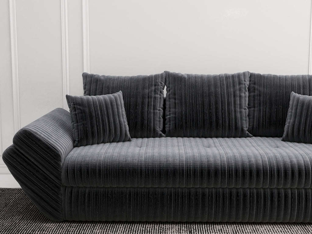 Canapea extensibilă dumonde cu ladă de depozitare si sezut confortabil din spuma high-density, Loana Ambience Grey 250x100 cm