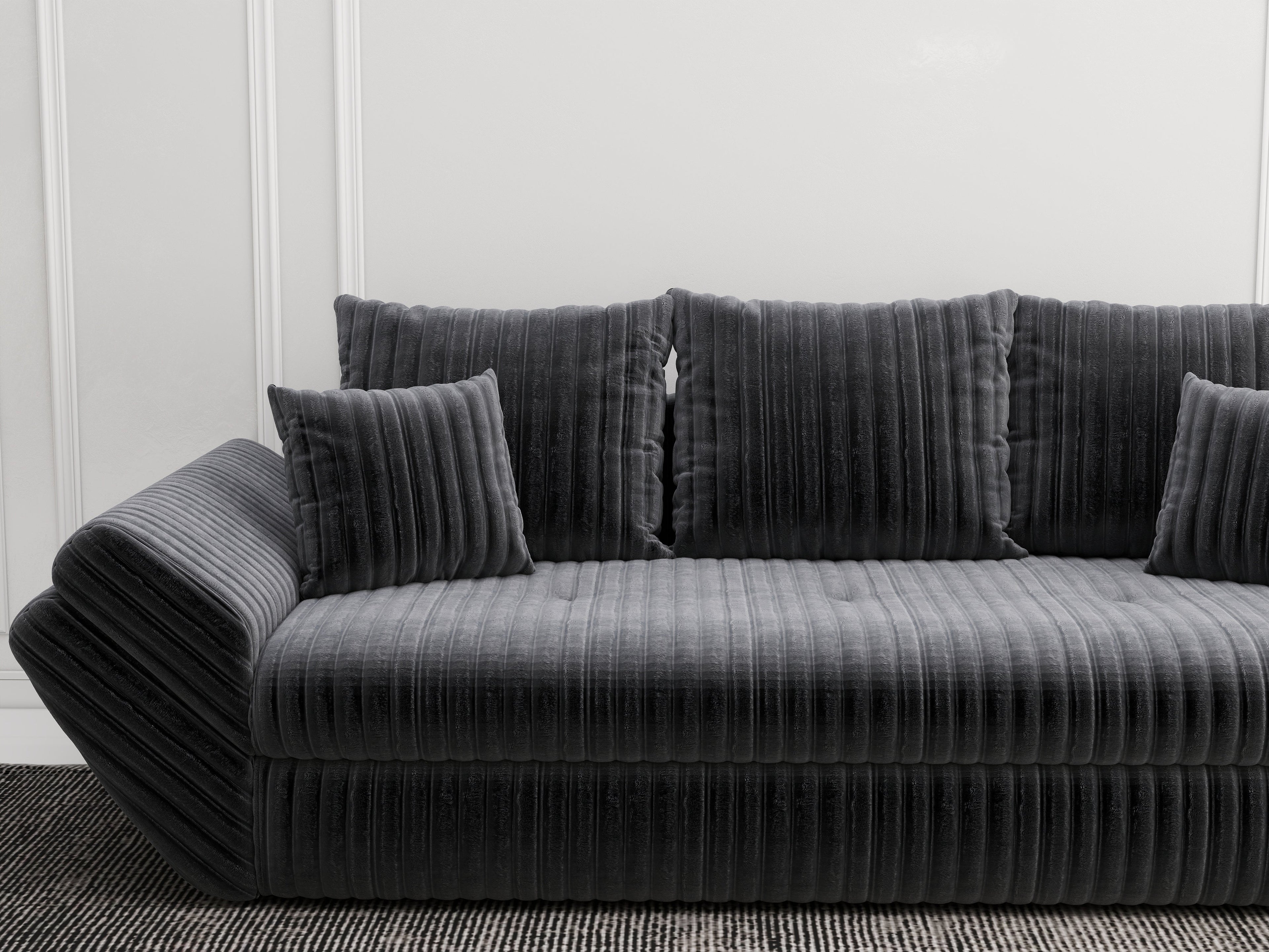 Canapea extensibilă dumonde cu ladă de depozitare si sezut confortabil din spuma high-density, Loana Ambience Grey 250x100 cm