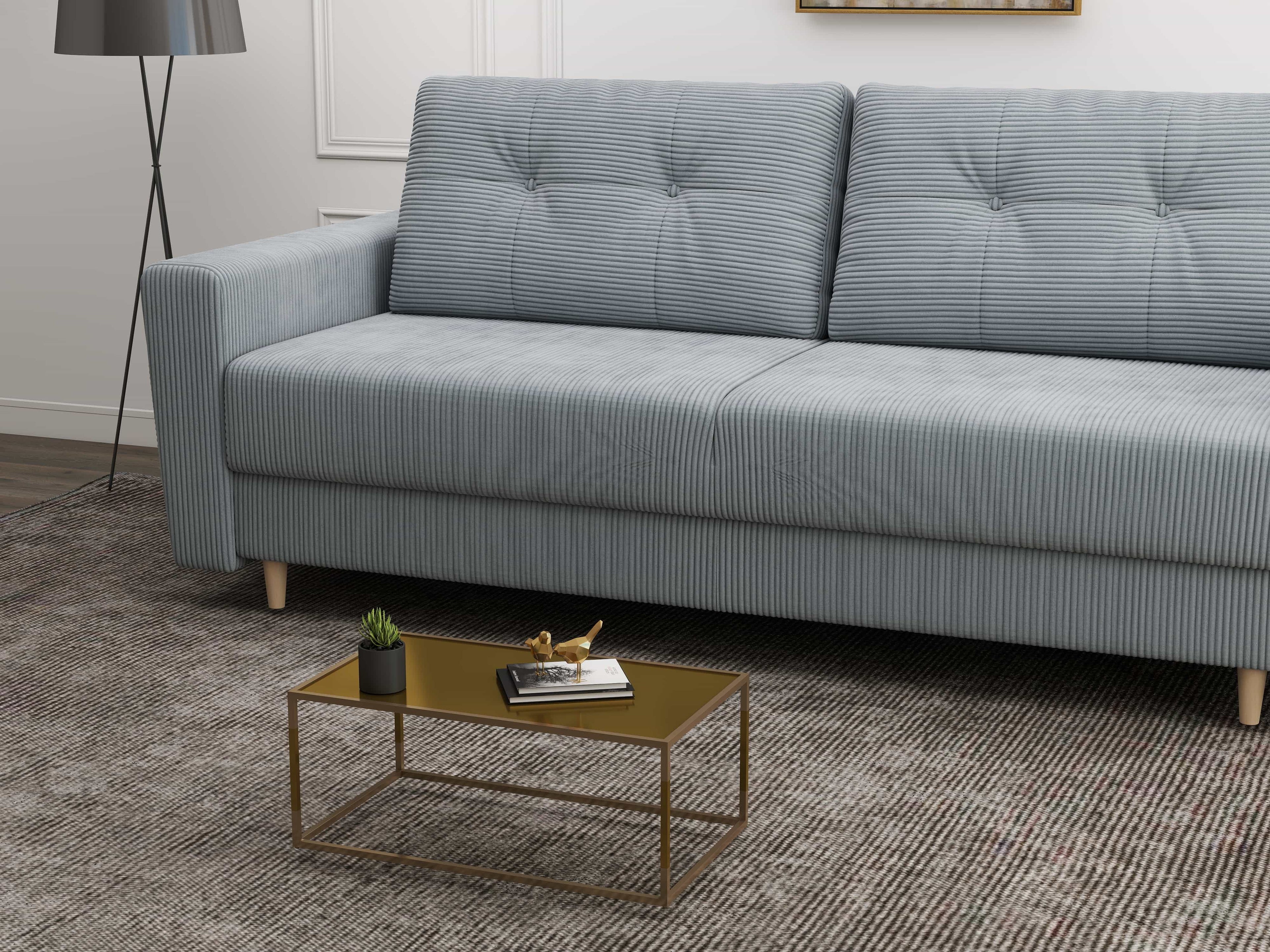Canapea extensibilă dumonde cu ladă de depozitare si sezut confortabil din spuma high-density, Summer Zoom Grey 225x100 cm