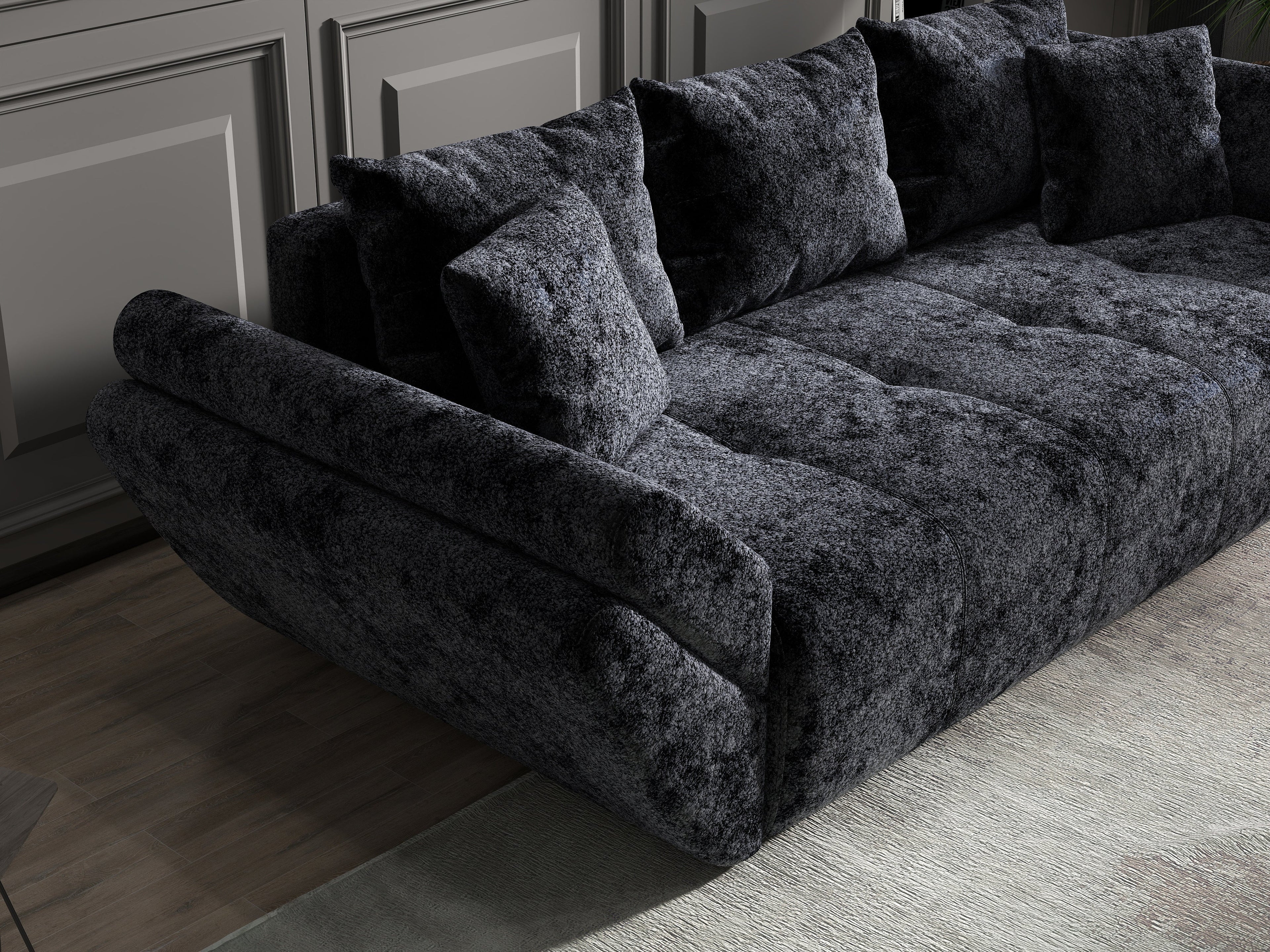Canapea extensibilă dumonde cu ladă de depozitare si sezut confortabil din spuma high-density, Berlin Euphoria Black 250x100 cm