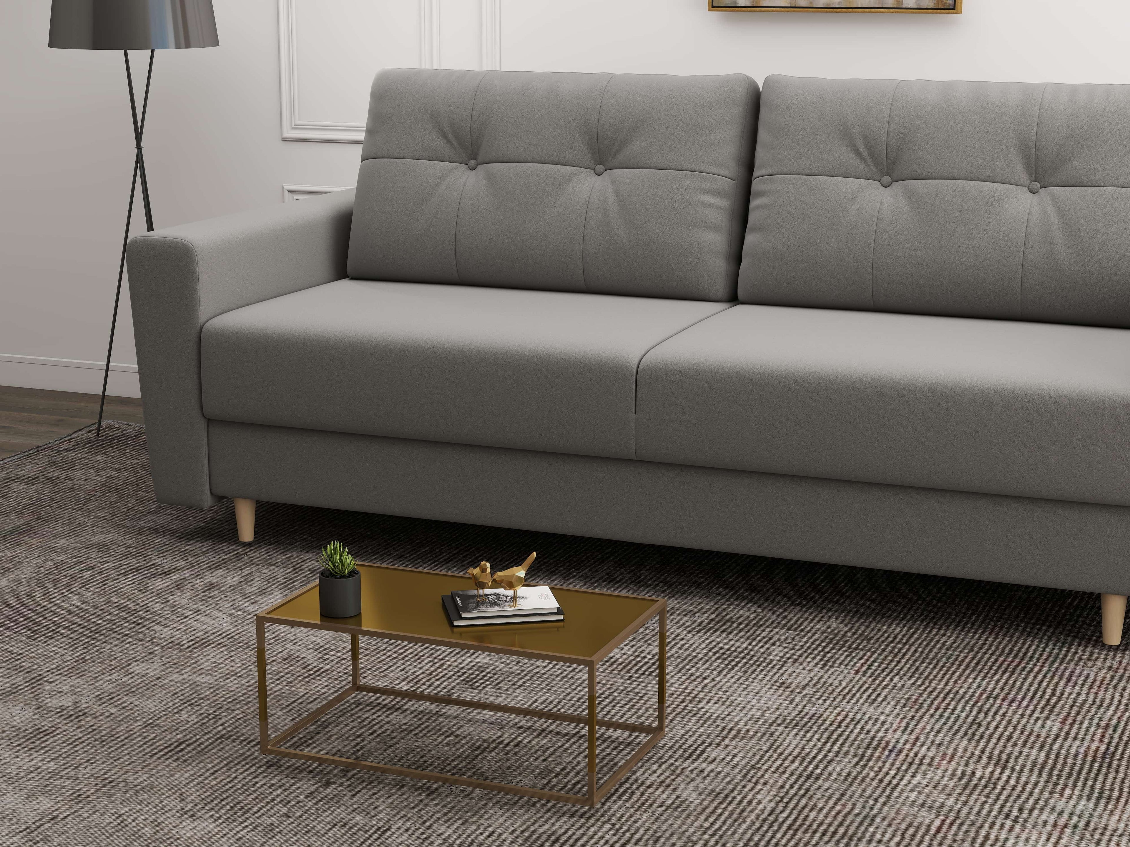 Canapea extensibilă dumonde cu ladă de depozitare si sezut confortabil din spuma high-density, Summer Royal Gri 225x100 cm