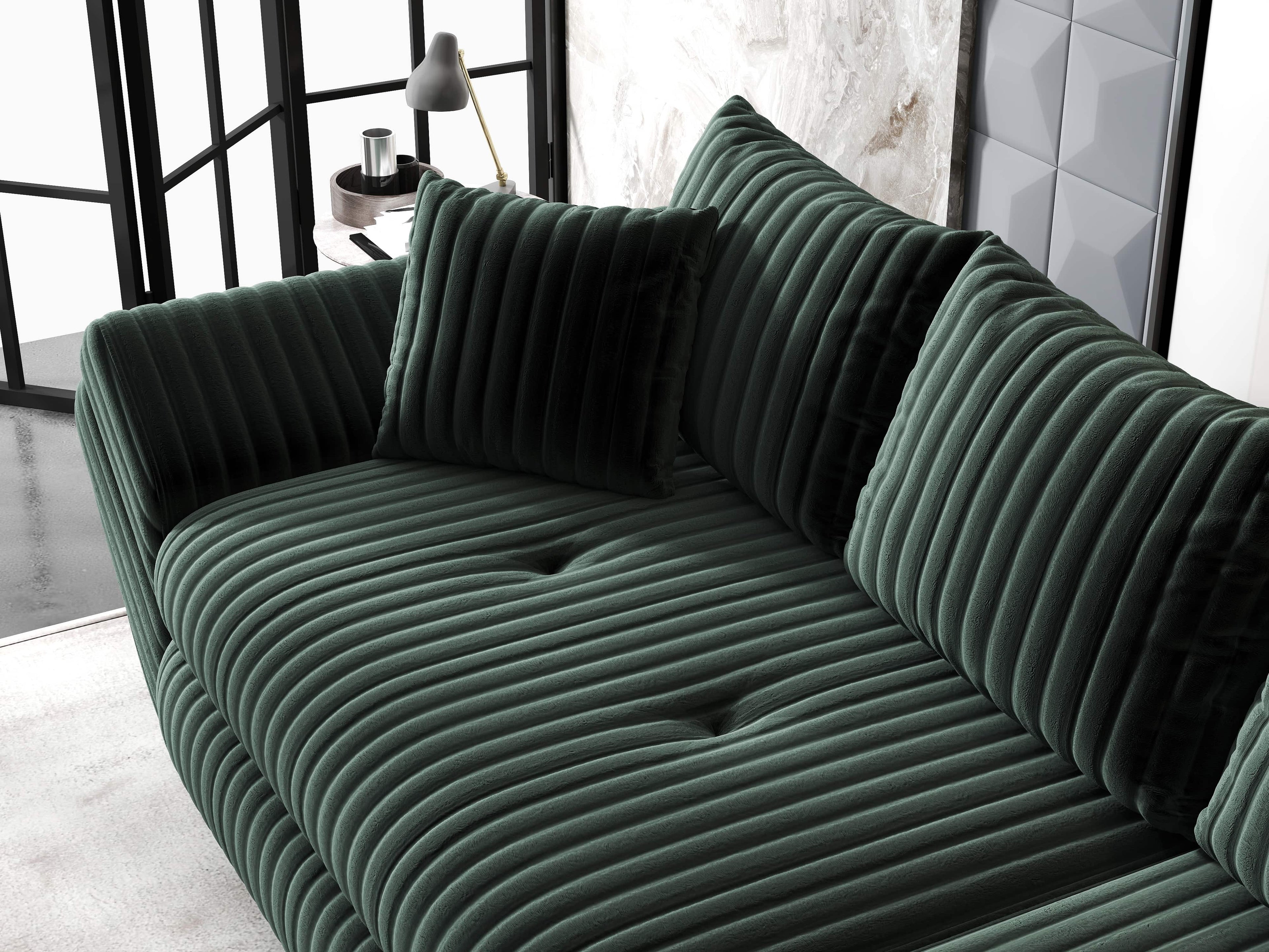 Canapea extensibilă dumonde cu ladă de depozitare si sezut confortabil din spuma high-density, Loana Ambience Verde 300x100 cm