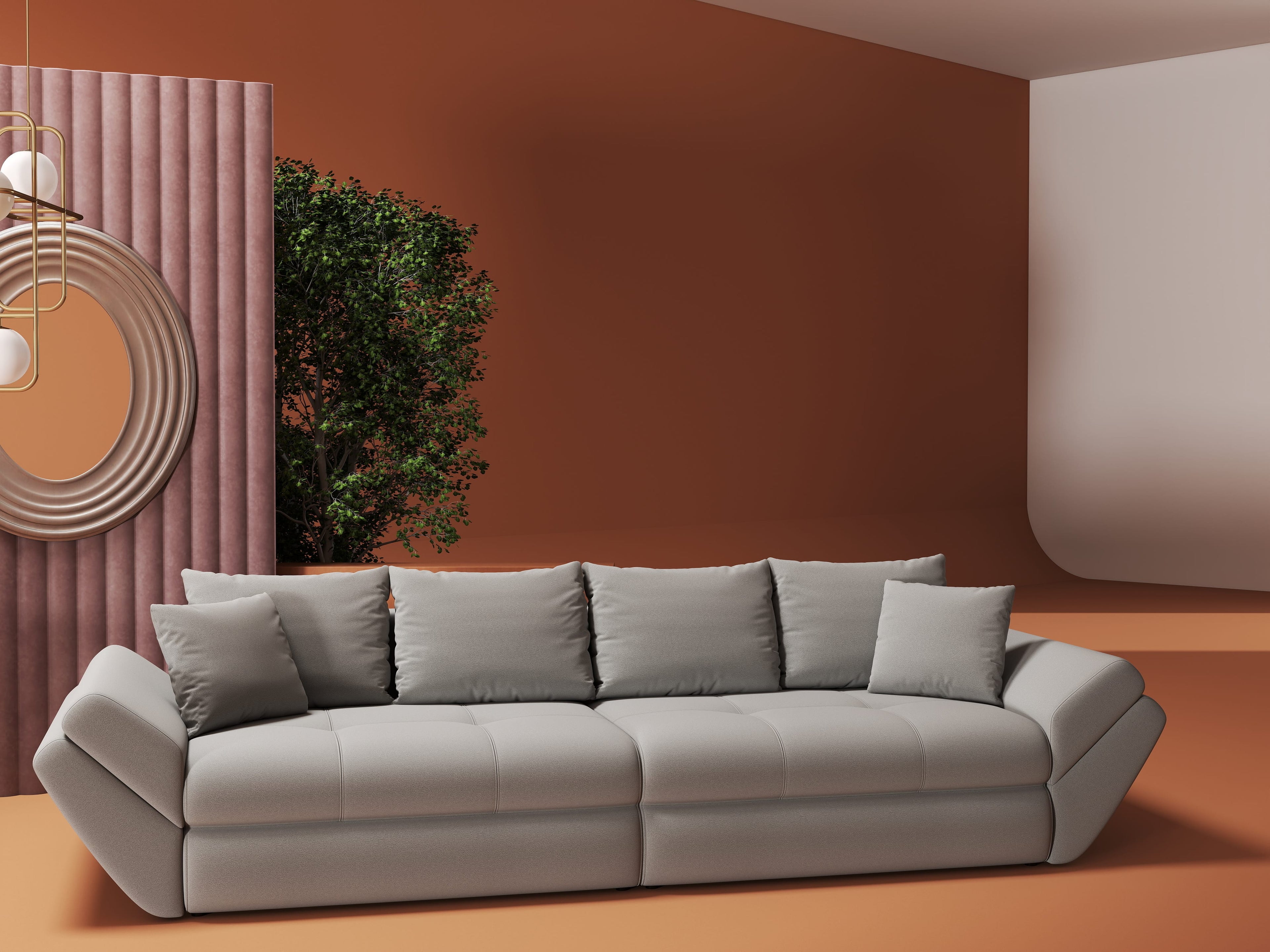 Canapea extensibilă dumonde cu ladă de depozitare si sezut confortabil din spuma high-density, Loana Royal Gri 300x100 cm