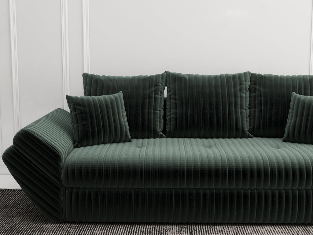 Canapea extensibilă dumonde cu ladă de depozitare si sezut confortabil din spuma high-density, Loana Ambience Green 250x100 cm