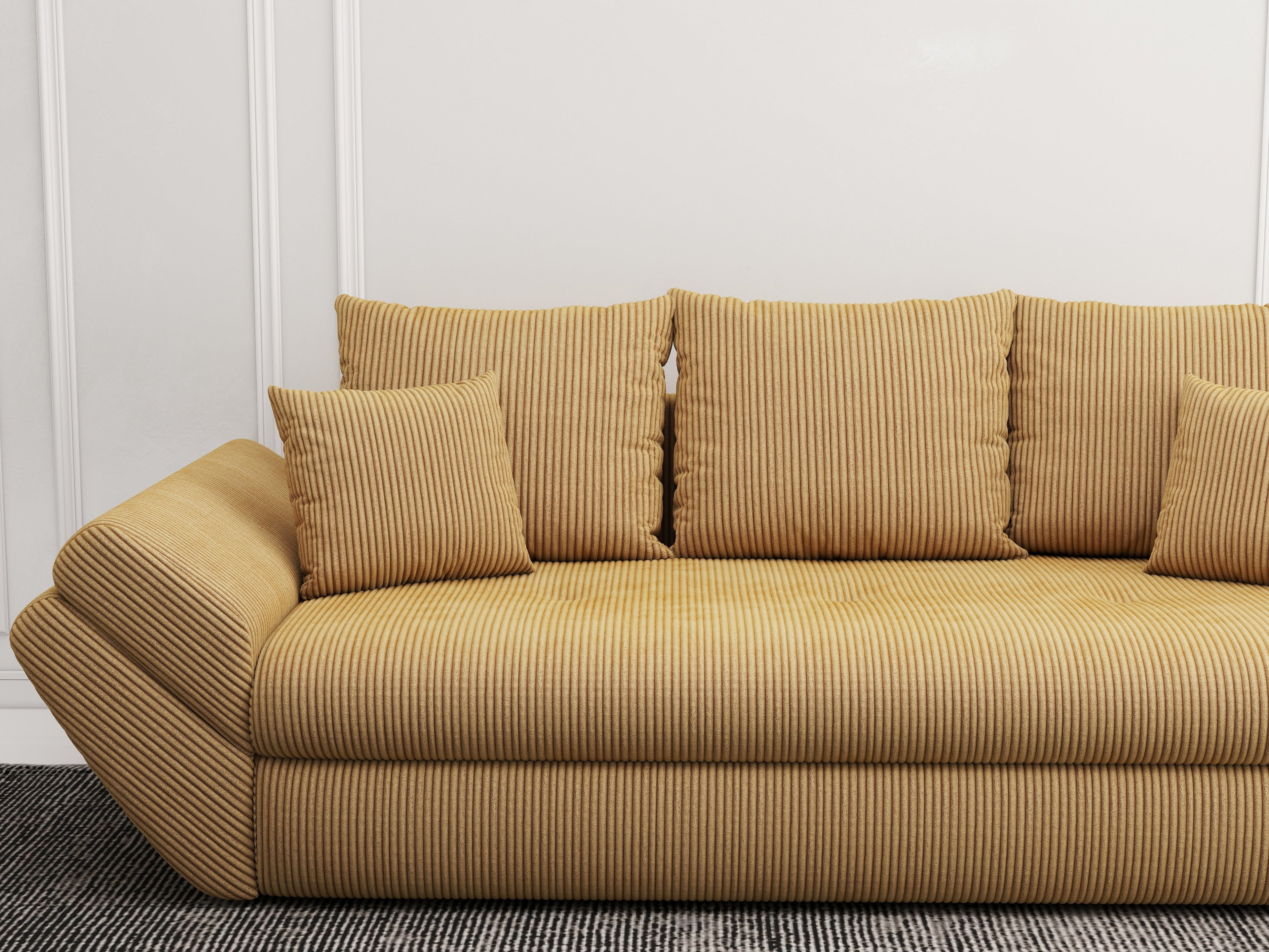 Canapea extensibilă dumonde cu ladă de depozitare si sezut confortabil din spuma high-density, Loana Zoom Mustar 250x100 cm