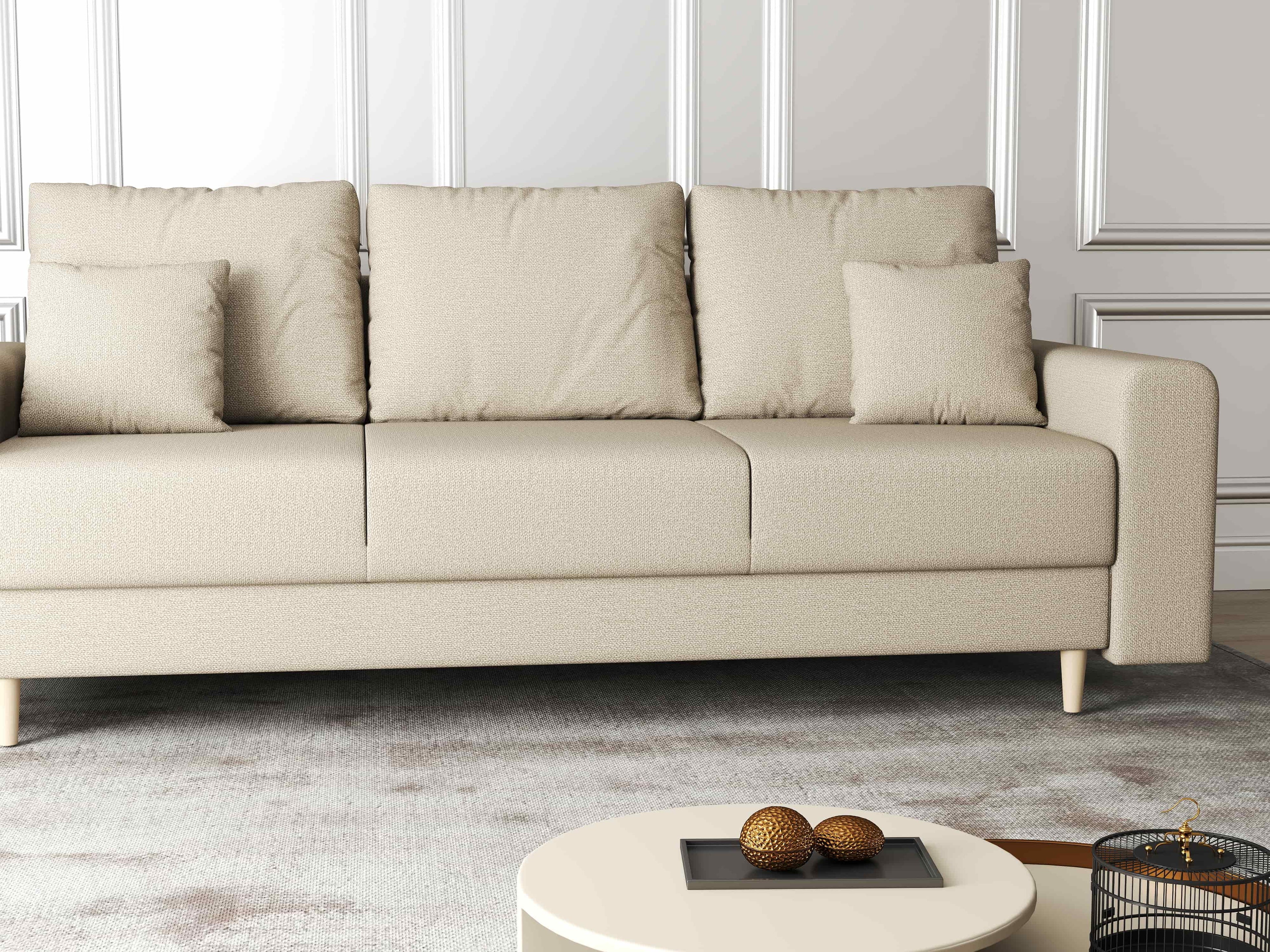 Canapea extensibilă dumonde cu ladă de depozitare si sezut confortabil din spuma high-density, Kronos Enjoy Camel 210x100 cm