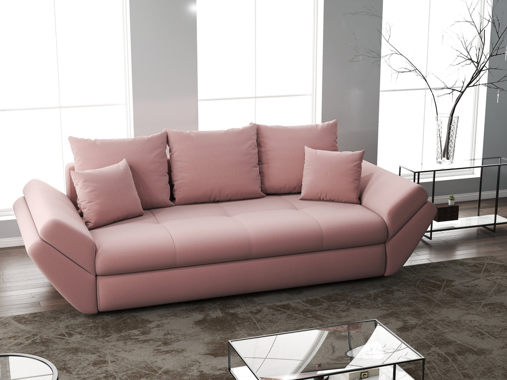 Canapea extensibilă dumonde cu ladă de depozitare si sezut confortabil din spuma high-density, Loana Royal Pink 250x100 cm