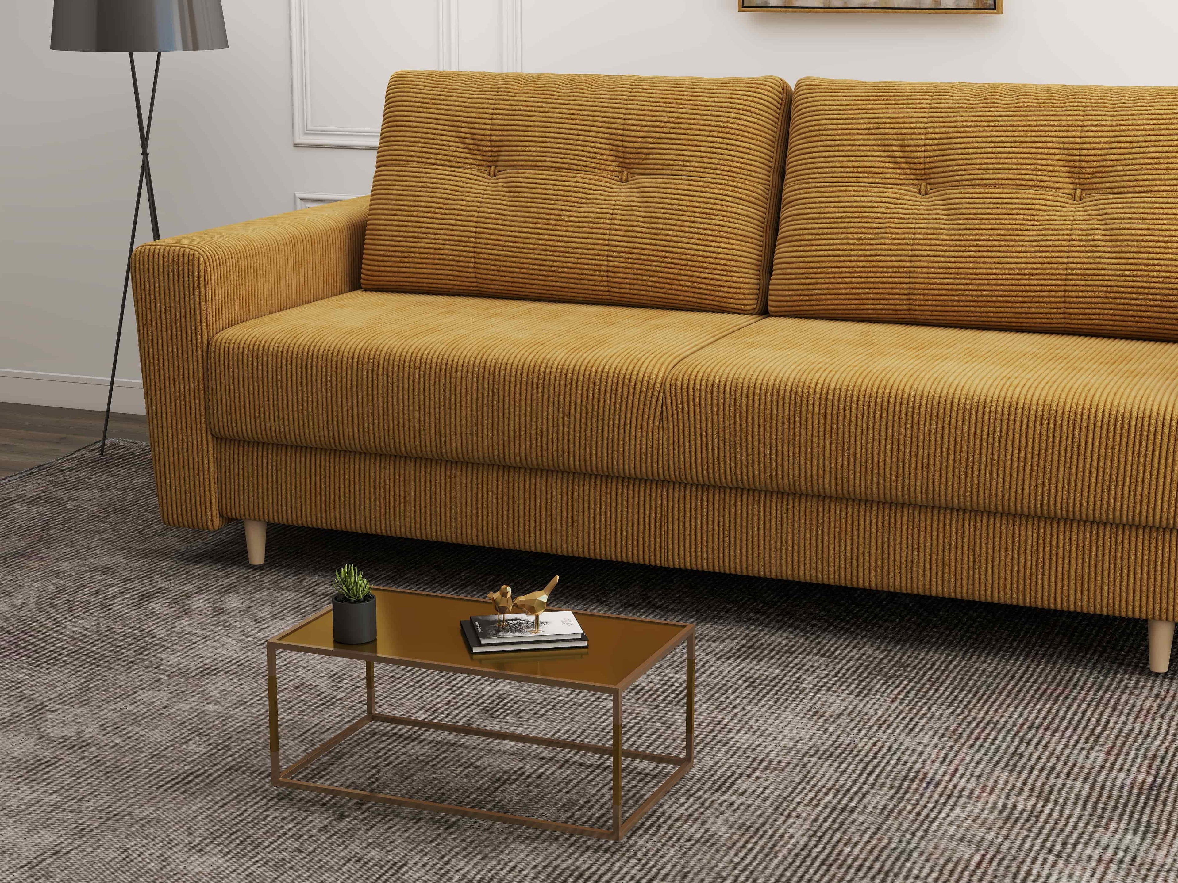 Canapea extensibilă dumonde cu ladă de depozitare si sezut confortabil din spuma high-density, Summer Zoom Mustar 225x100 cm