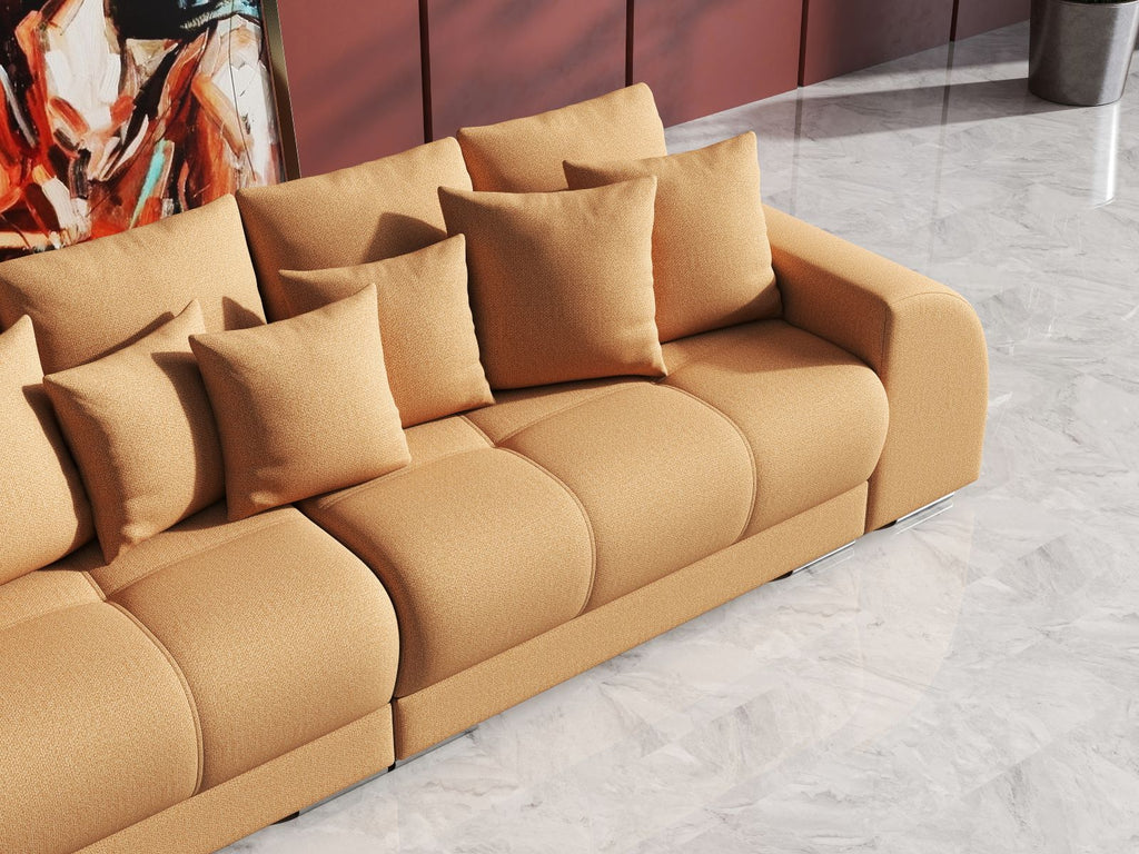 Canapea extensibilă dumonde cu 2 lăzi de depozitare si sezut confortabil din spuma high-density, Verona Enjoy Mango 310x100 cm