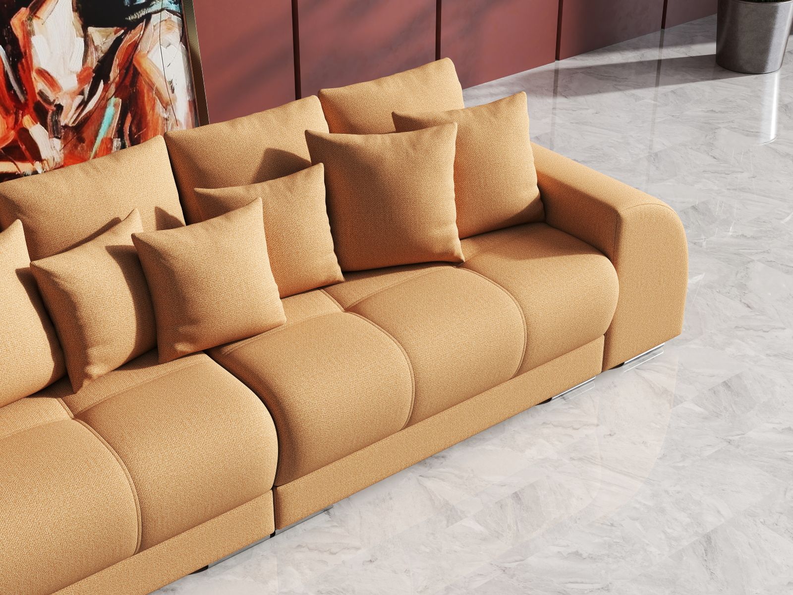 Canapea extensibilă dumonde cu 2 lăzi de depozitare si sezut confortabil din spuma high-density, Verona Enjoy Mango 310x100 cm