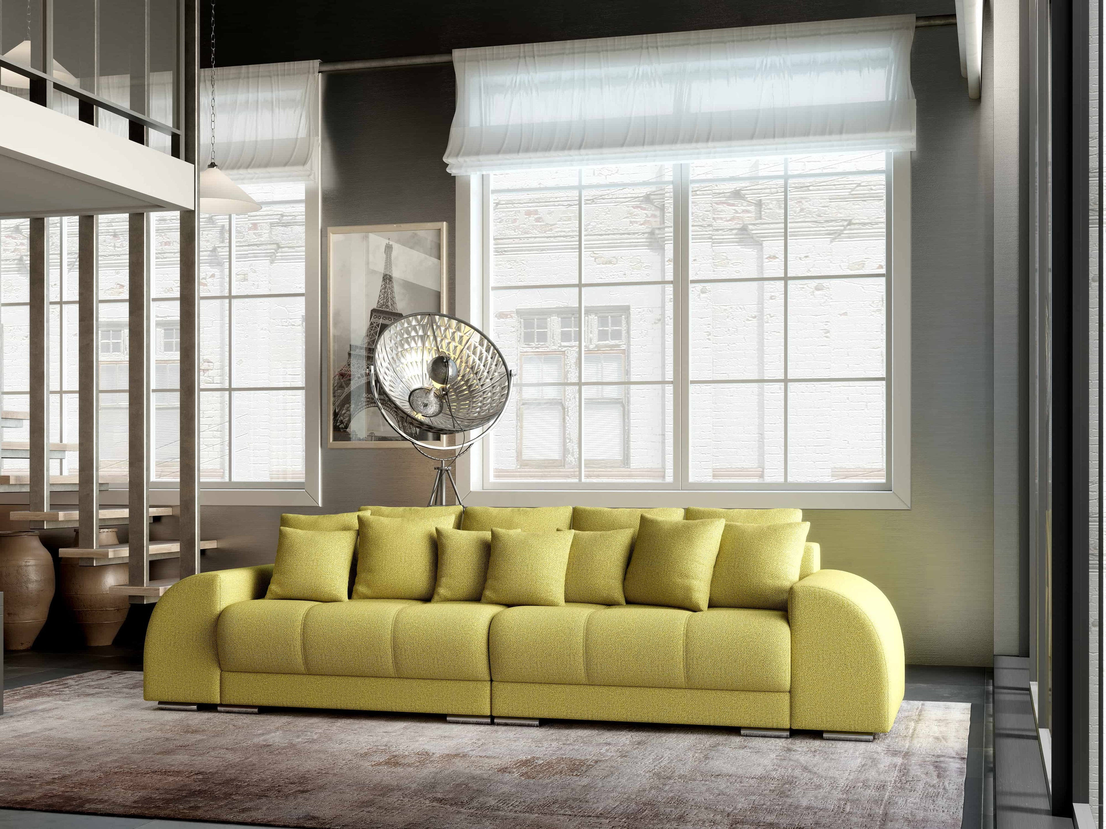 Canapea extensibilă dumonde cu 2 lăzi de depozitare si sezut confortabil din spuma high-density, Verona Enjoy Green 310x100 cm