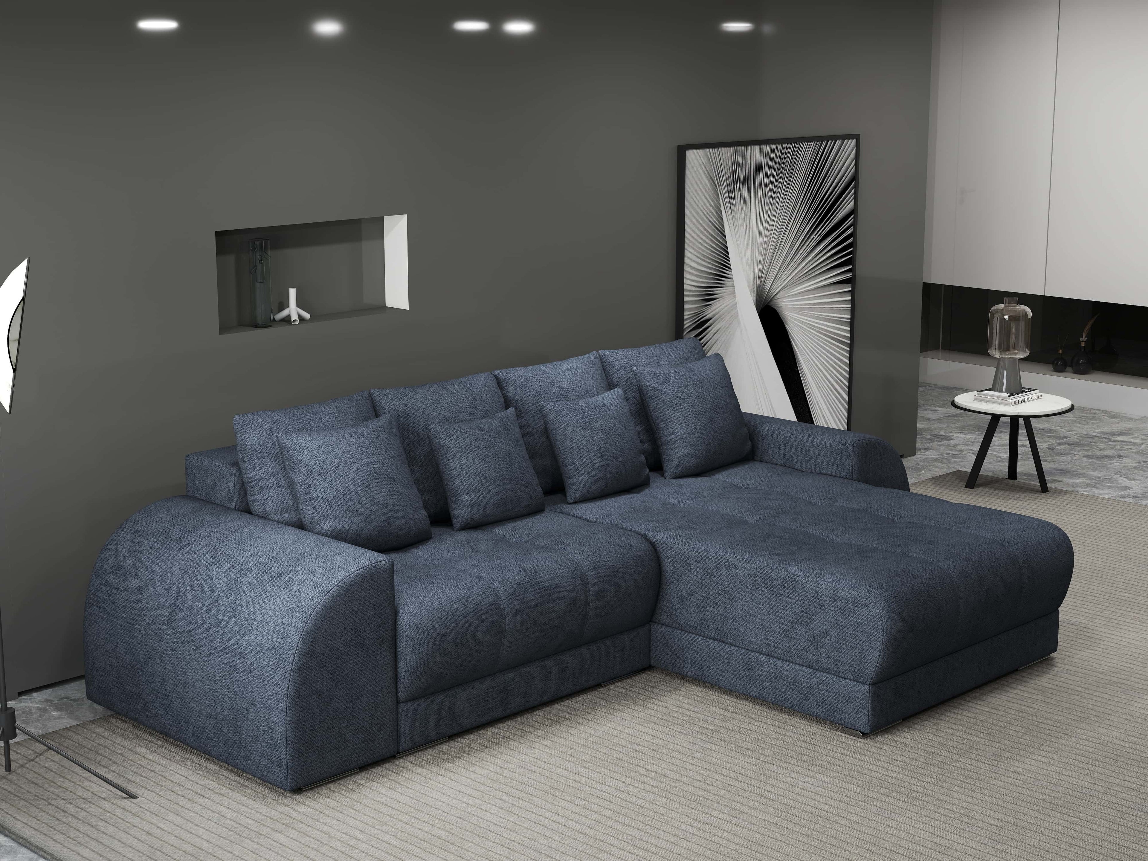 Colțar extensibil dumonde cu ladă de depozitare si sezut confortabil din spuma high-density, Verona Enjoy Antracit II 290x185 cm