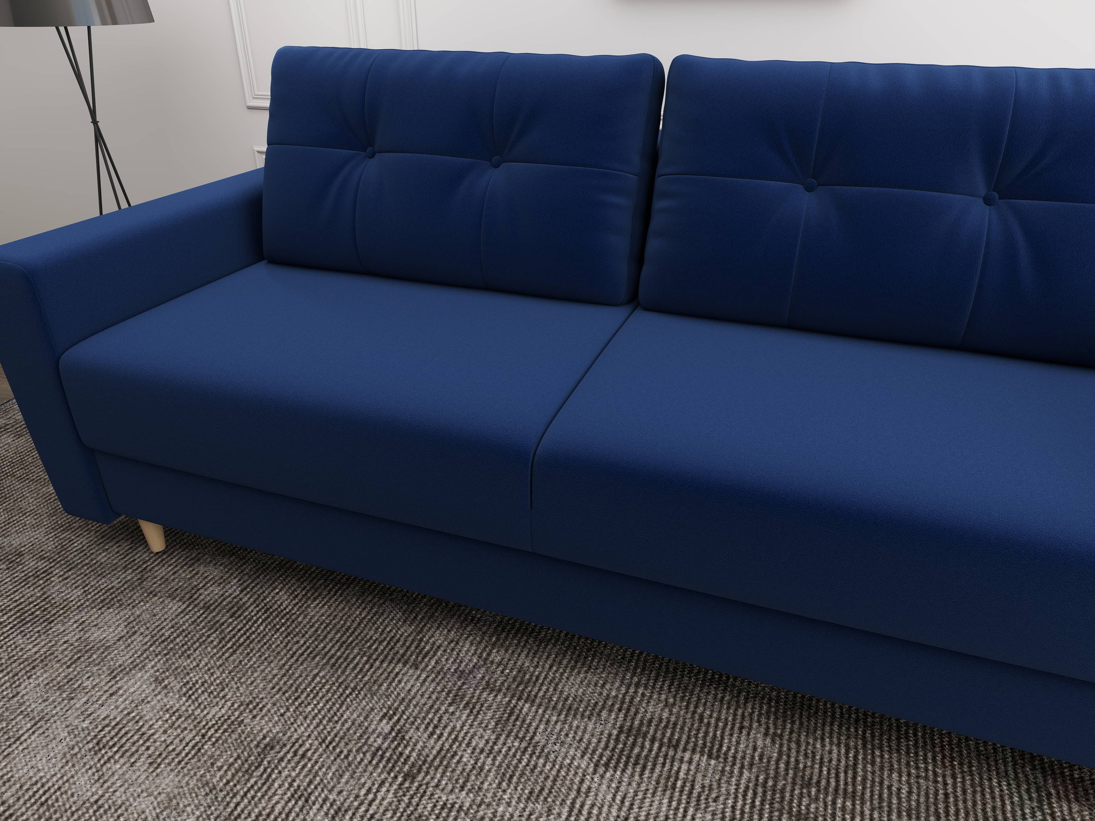 Canapea extensibilă dumonde cu ladă de depozitare si sezut confortabil din spuma high-density, Summer Royal Albastru 225x100 cm