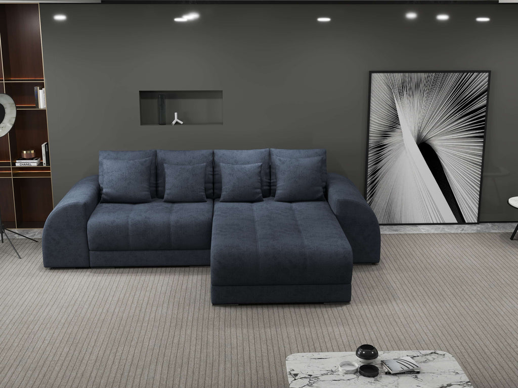 Colțar extensibil dumonde cu ladă de depozitare si sezut confortabil din spuma high-density, Verona Enjoy Antracit II 290x185 cm