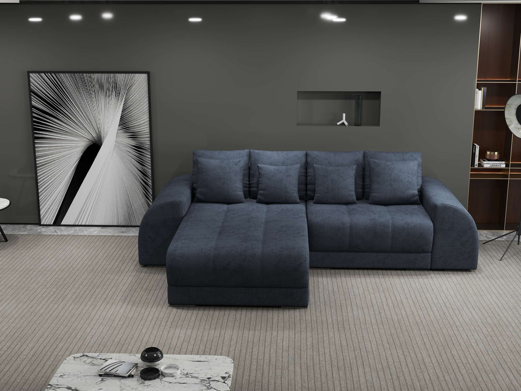 Colțar extensibil dumonde cu ladă de depozitare si sezut confortabil din spuma high-density, Verona Enjoy Antracit 290x185 cm