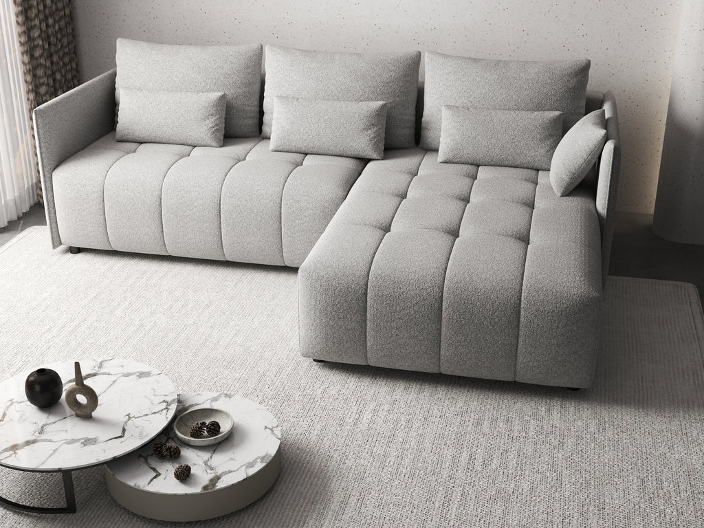 Colțar extensibil dumonde cu ladă de depozitare si sezut confortabil din spuma high-density, Malta Euphoria Dove 235x185 cm
