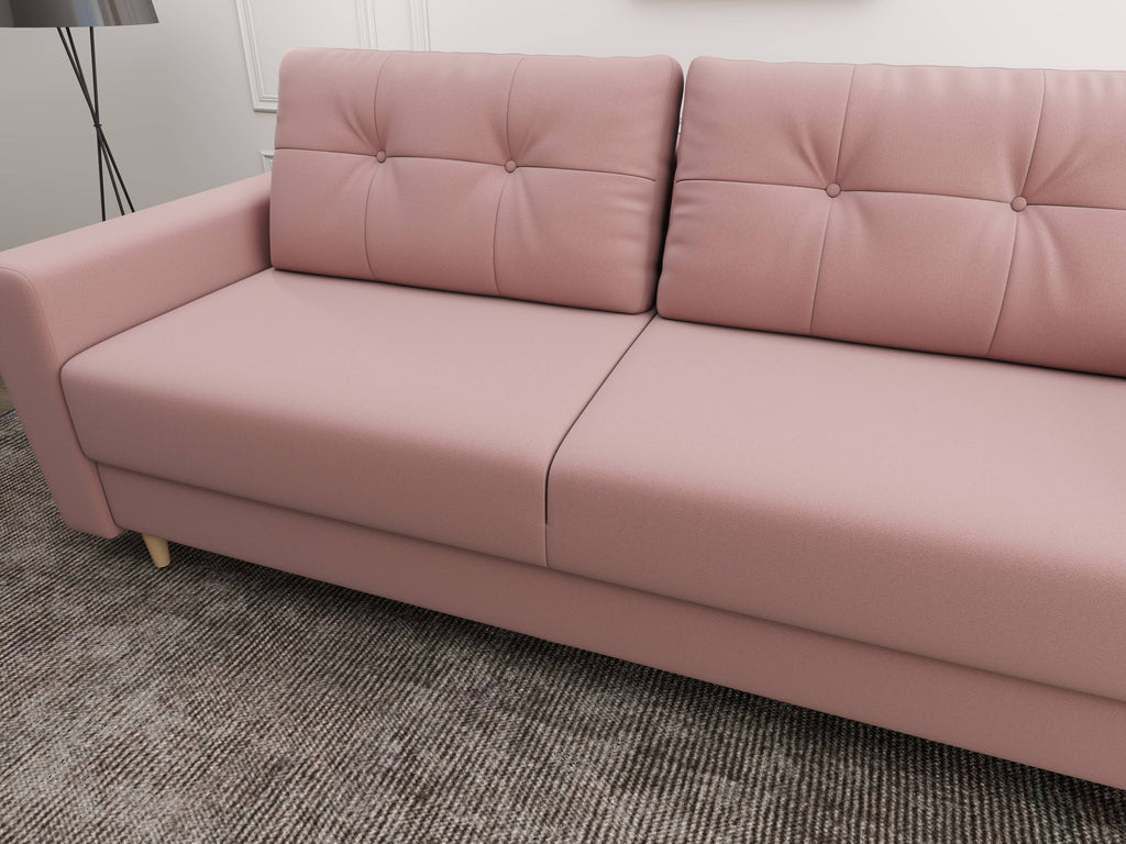 Canapea extensibilă dumonde cu ladă de depozitare si sezut confortabil din spuma high-density, Summer Royal Roz 225x100 cm