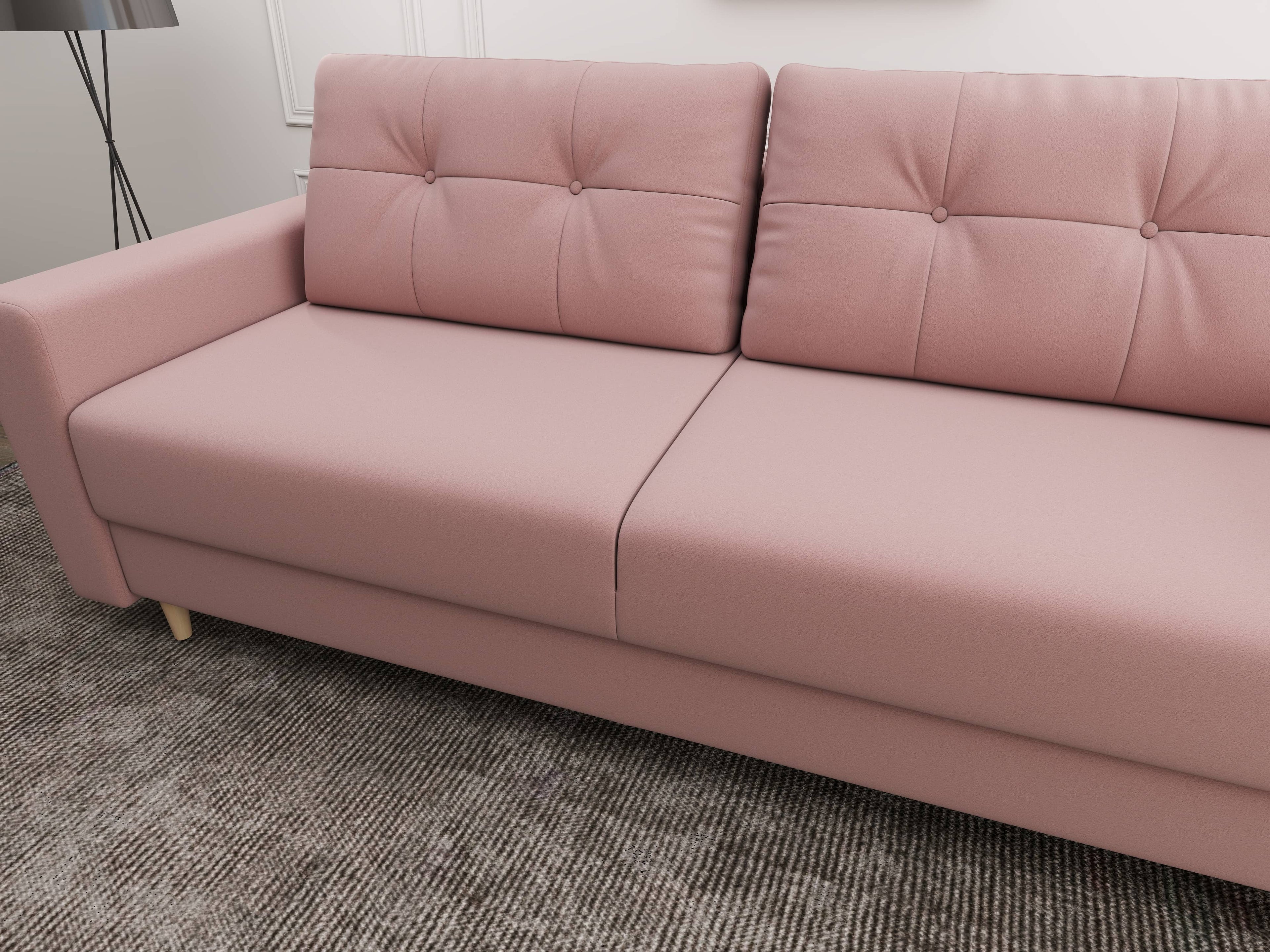 Canapea extensibilă dumonde cu ladă de depozitare si sezut confortabil din spuma high-density, Summer Royal Roz 225x100 cm