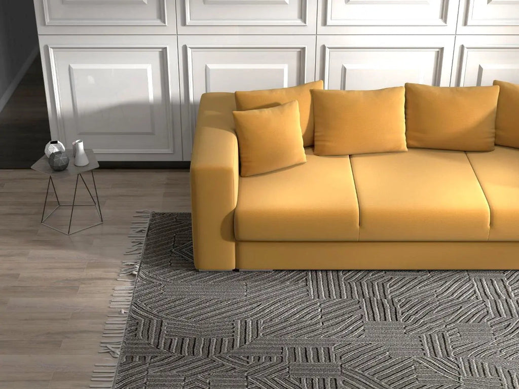 Canapea extensibilă dumonde cu ladă de depozitare si sezut confortabil din spuma high-density, Gloria Royal Muștar  240x100 cm