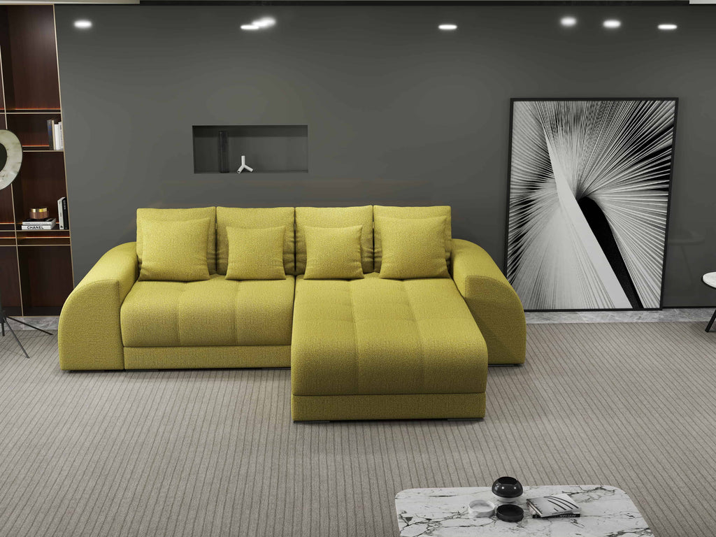 Colțar extensibil dumonde cu ladă de depozitare si sezut confortabil din spuma high-density, Verona Enjoy Verde II 290x185 cm