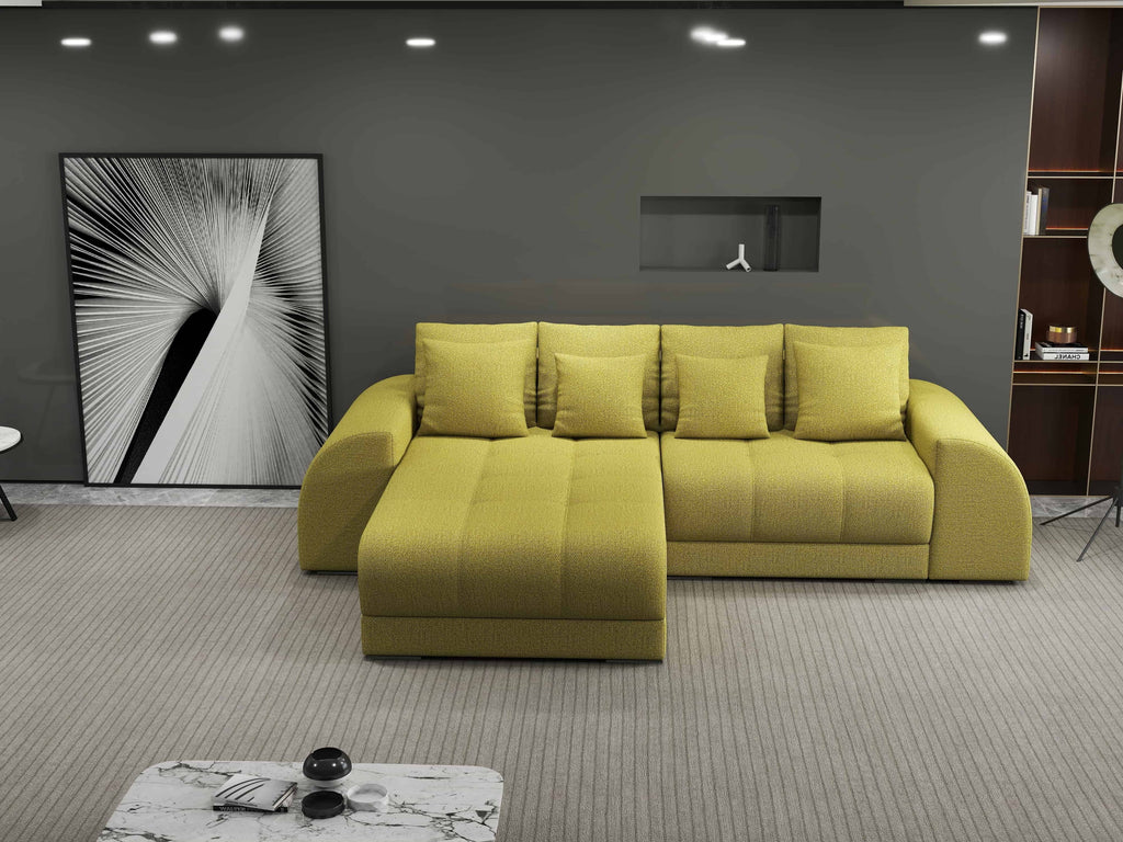 Colțar extensibil dumonde cu ladă de depozitare si sezut confortabil din spuma high-density, Verona Enjoy Verde 290x185 cm