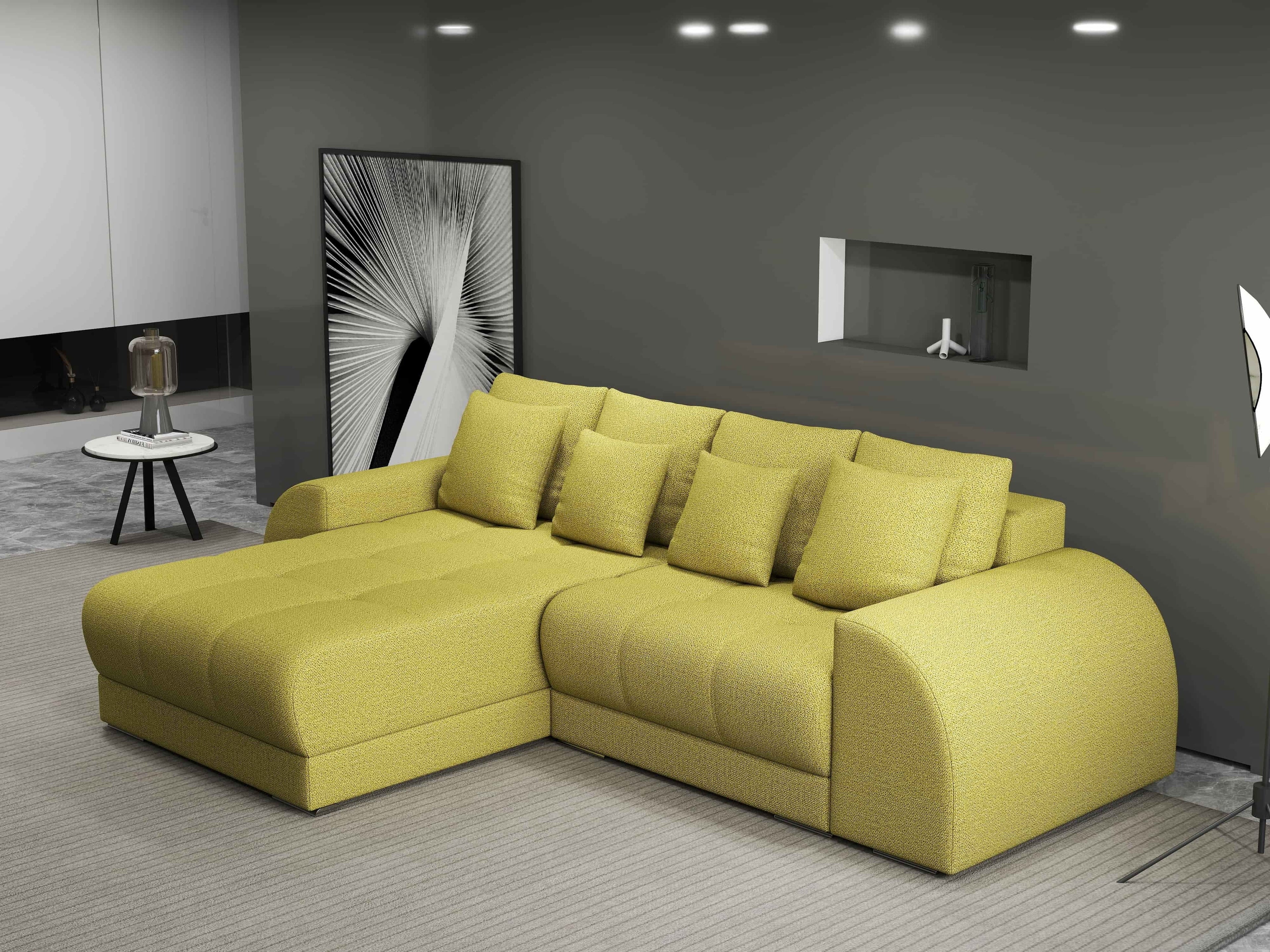 Colțar extensibil dumonde cu ladă de depozitare si sezut confortabil din spuma high-density, Verona Enjoy Verde 290x185 cm