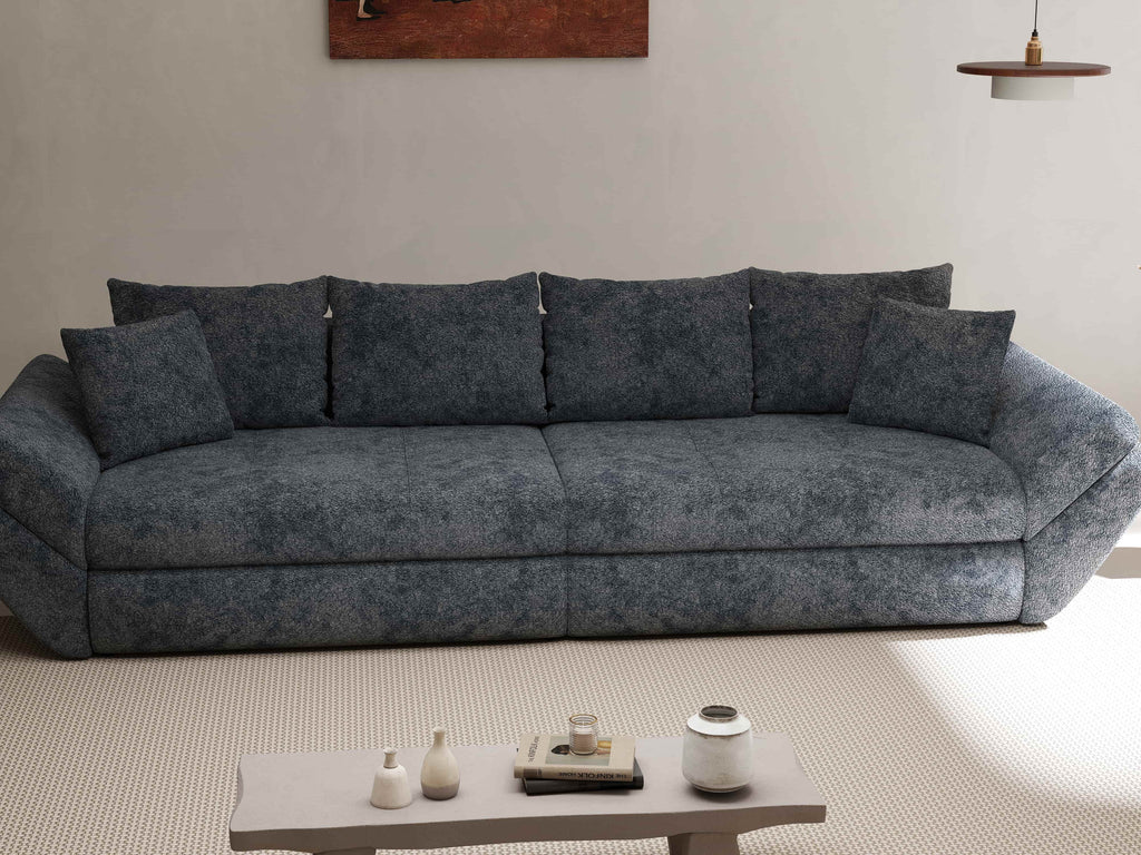 Canapea extensibilă dumonde cu ladă de depozitare si sezut confortabil din spuma high-density, Loana Euphoria Grafit 300x100 cm