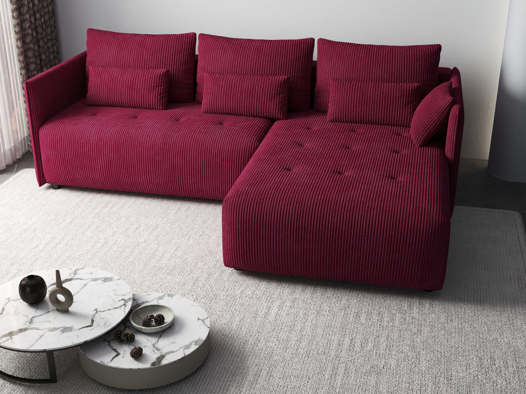 Colțar extensibil dumonde cu ladă de depozitare si sezut confortabil din spuma high-density, Malta Zoom Red II 235x185 cm