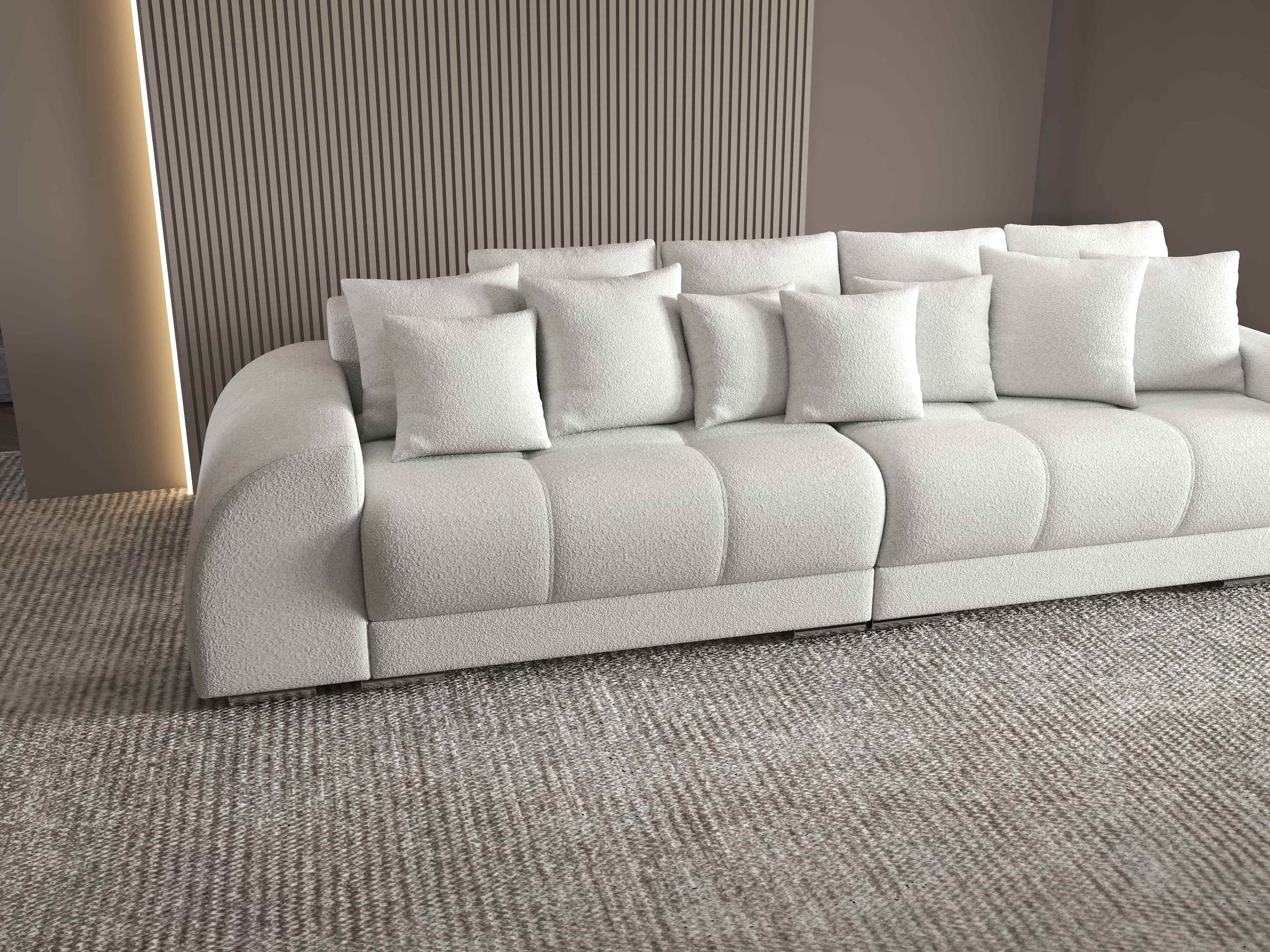 Canapea extensibilă dumonde cu 2 lăzi de depozitare si sezut confortabil din spuma high-density, Verona Euphoria Ivory 310x100 cm