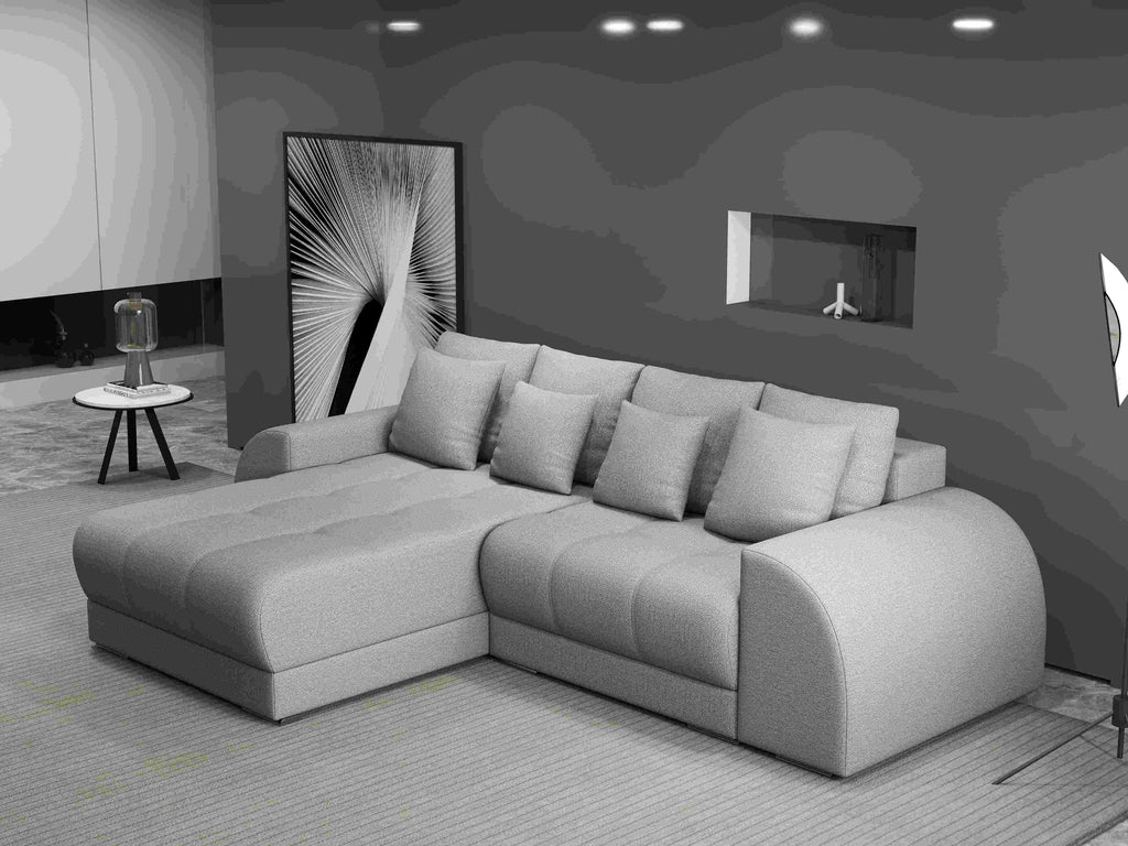 Colțar extensibil dumonde cu ladă de depozitare si sezut confortabil din spuma high-density, Verona Enjoy Gri 290x185 cm