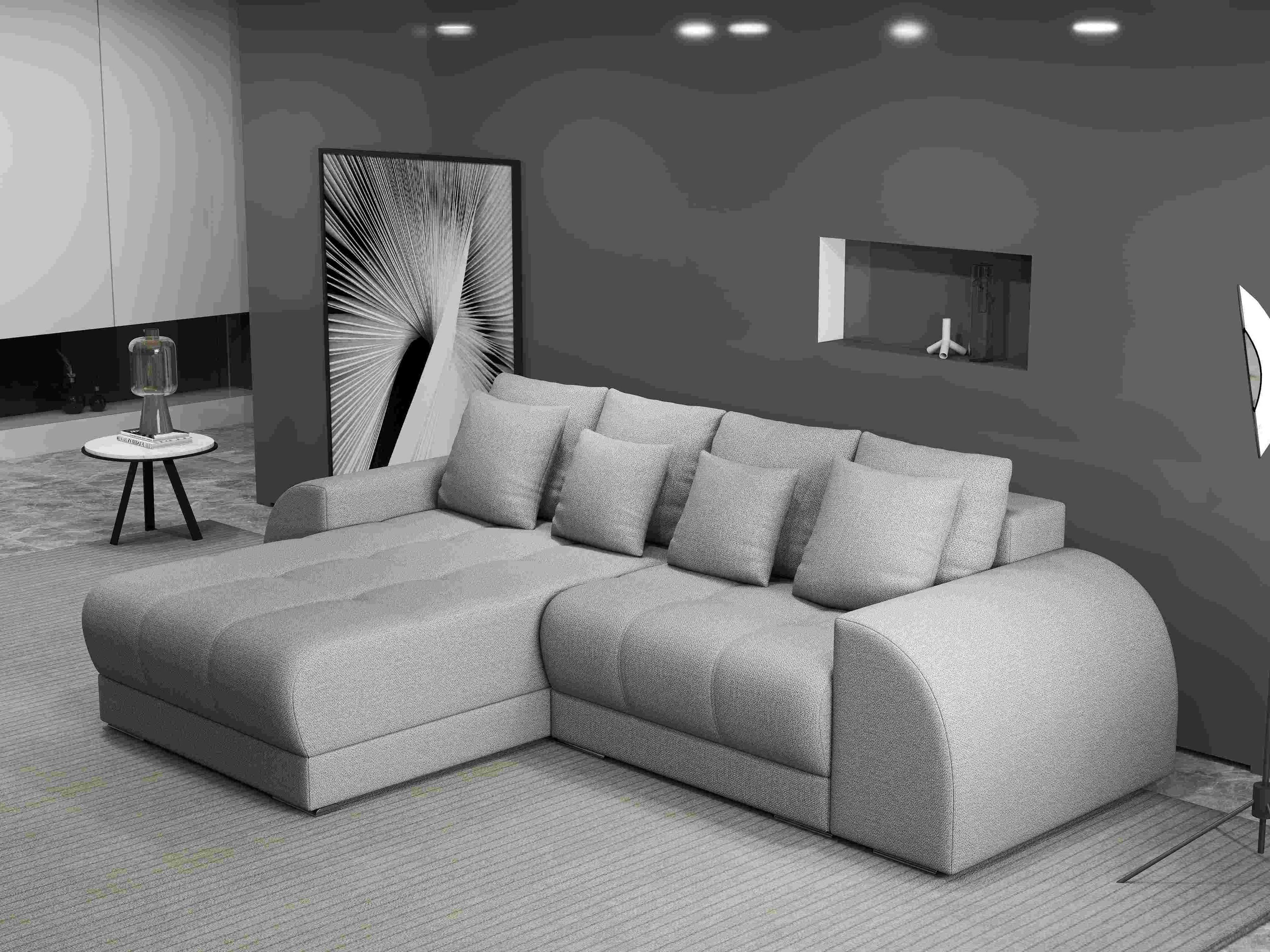 Colțar extensibil dumonde cu ladă de depozitare si sezut confortabil din spuma high-density, Verona Enjoy Gri 290x185 cm