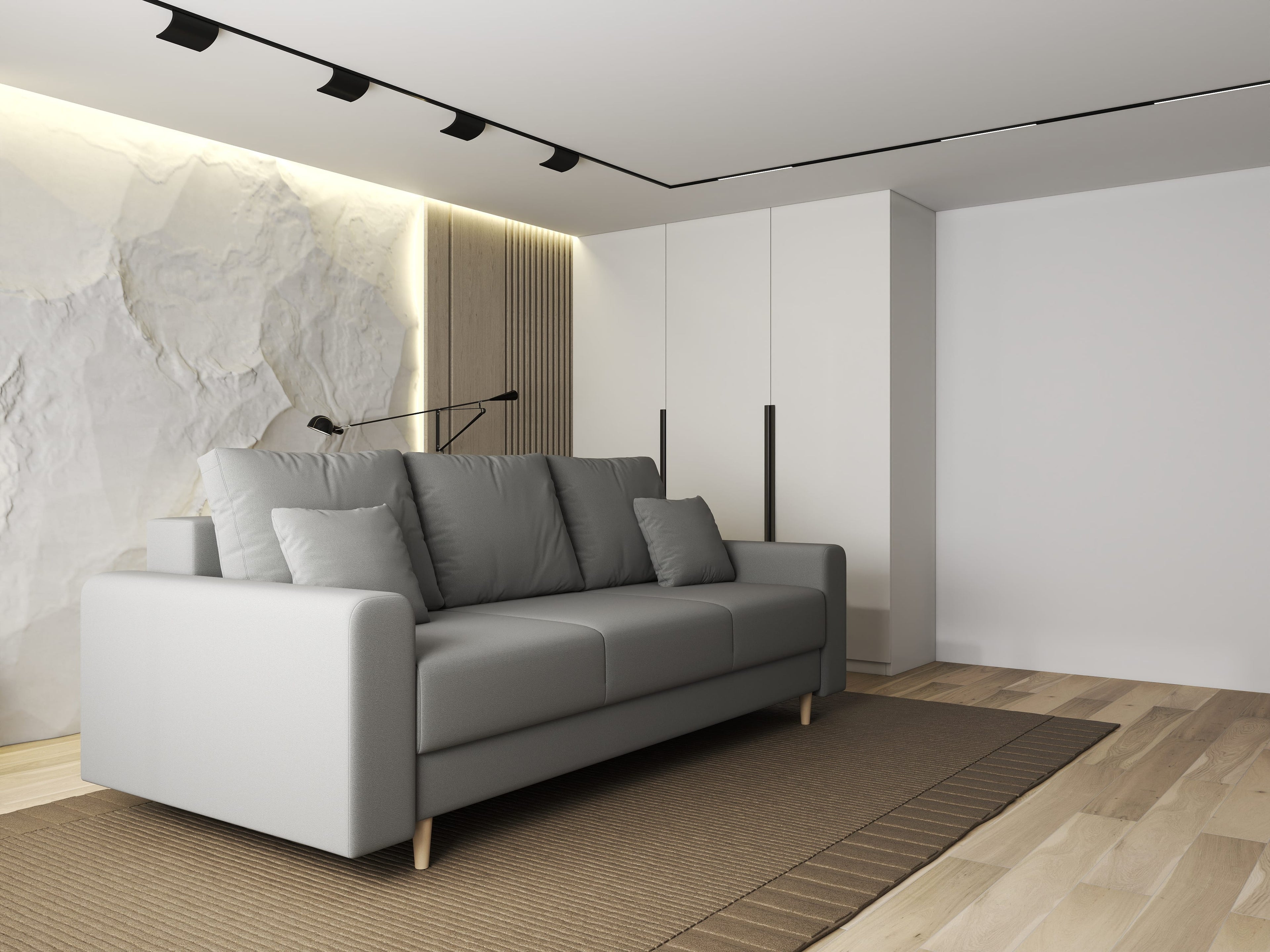 Canapea extensibilă dumonde cu ladă de depozitare si sezut confortabil din spuma high-density, Kronos Royal Gri 210x100 cm