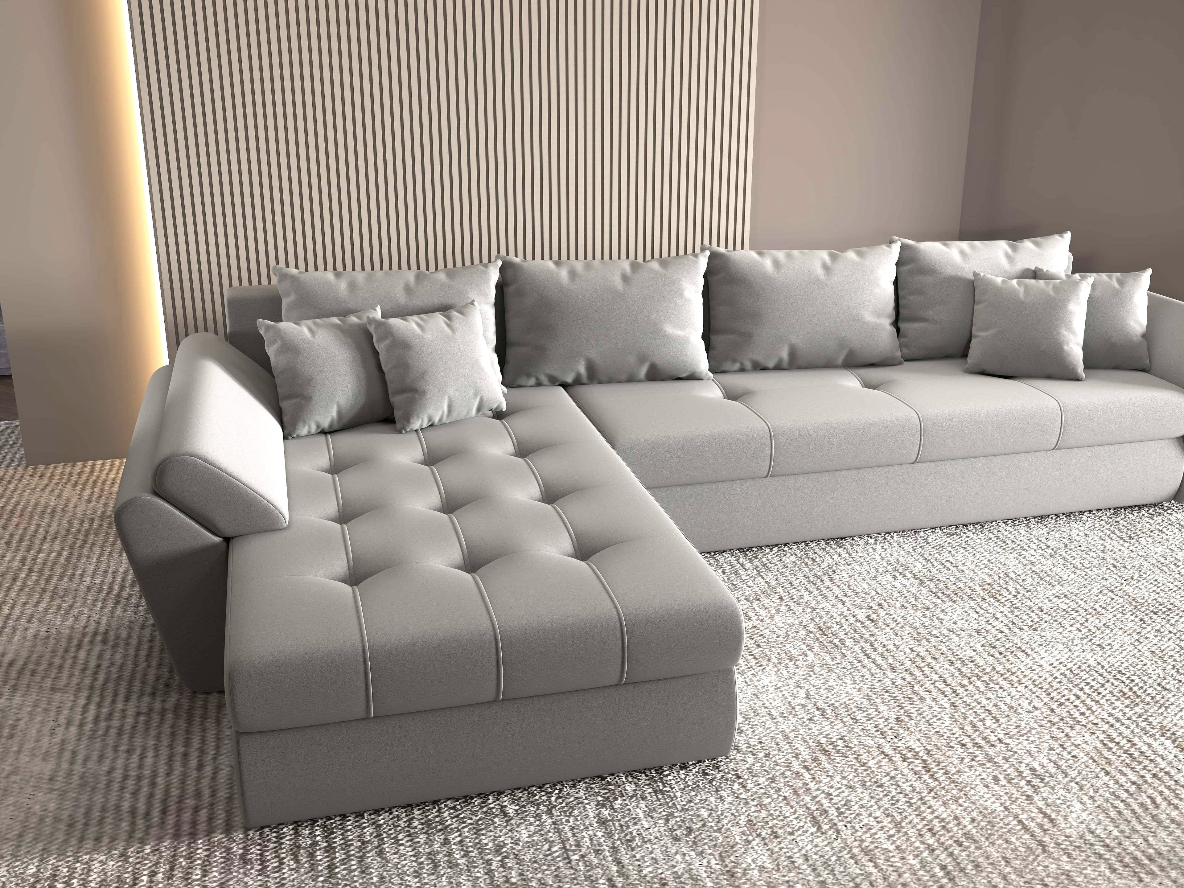 Colțar extensibil dumonde cu ladă de depozitare si sezut confortabil din spuma high-density, Loana XL Royal Antracit 335x185 cm