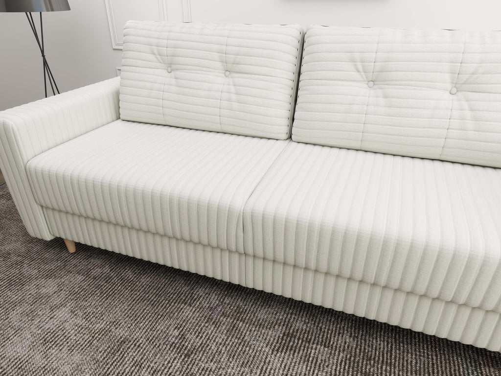 Canapea extensibilă dumonde cu ladă de depozitare si sezut confortabil din spuma high-density, Summer Ambience Ivory 225x100 cm