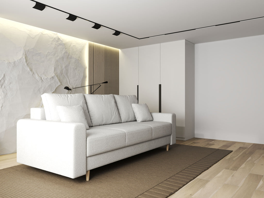 Canapea extensibilă dumonde cu ladă de depozitare si sezut confortabil din spuma high-density, Kronos Euphoria Ivory 210x100 cm