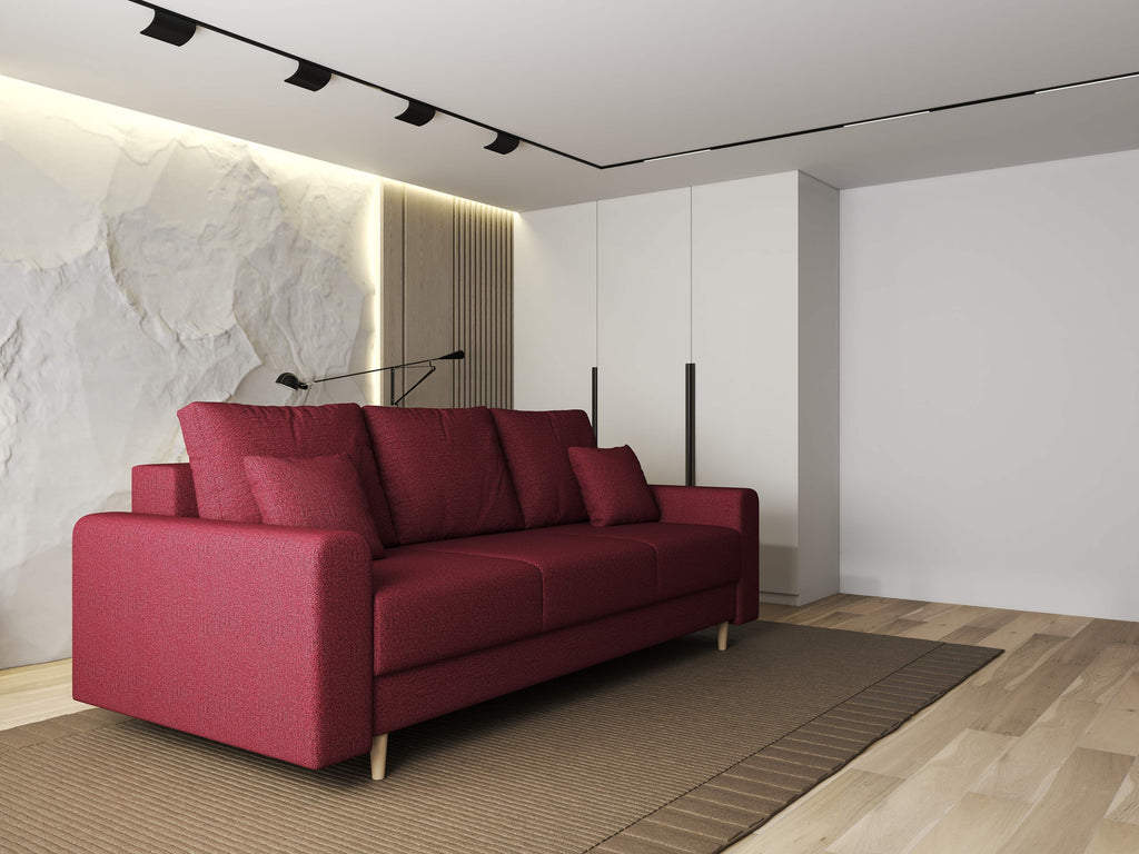 Canapea extensibilă dumonde cu ladă de depozitare si sezut confortabil din spuma high-density, Kronos Enjoy Rosu 210x100 cm
