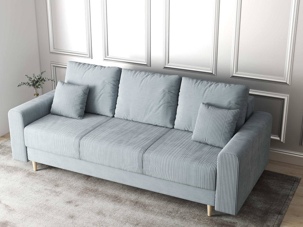 Canapea extensibilă dumonde cu ladă de depozitare si sezut confortabil din spuma high-density, Kronos Zoom Gri 210x100 cm