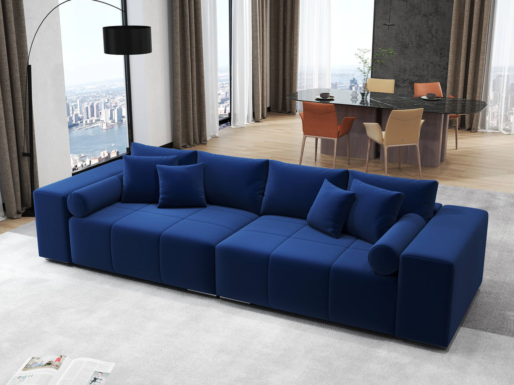 Canapea extensibilă dumonde cu ladă de depozitare si sezut confortabil din spuma high-density, Marbela Royal Blue XXL 295x100 cm
